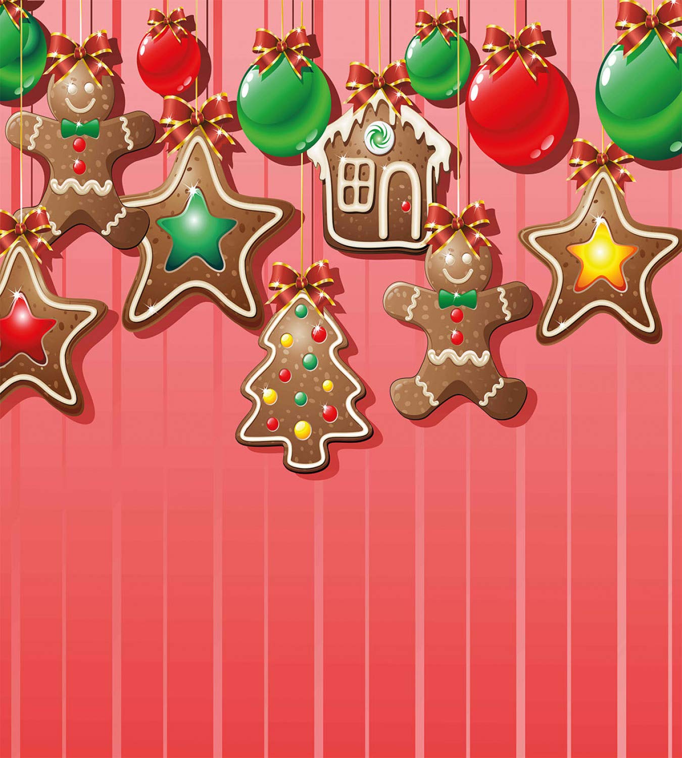Ambesonne Gingerbread Man Duvet Cover Set - Christmas Cookies & Baubles Bowties Pastry Design - 2 Duvet Covers & 4 Pillowcases - 2 Pack California King Size - Pale Ruby Red - Cozy Holiday Bedding for Festive Home Decor