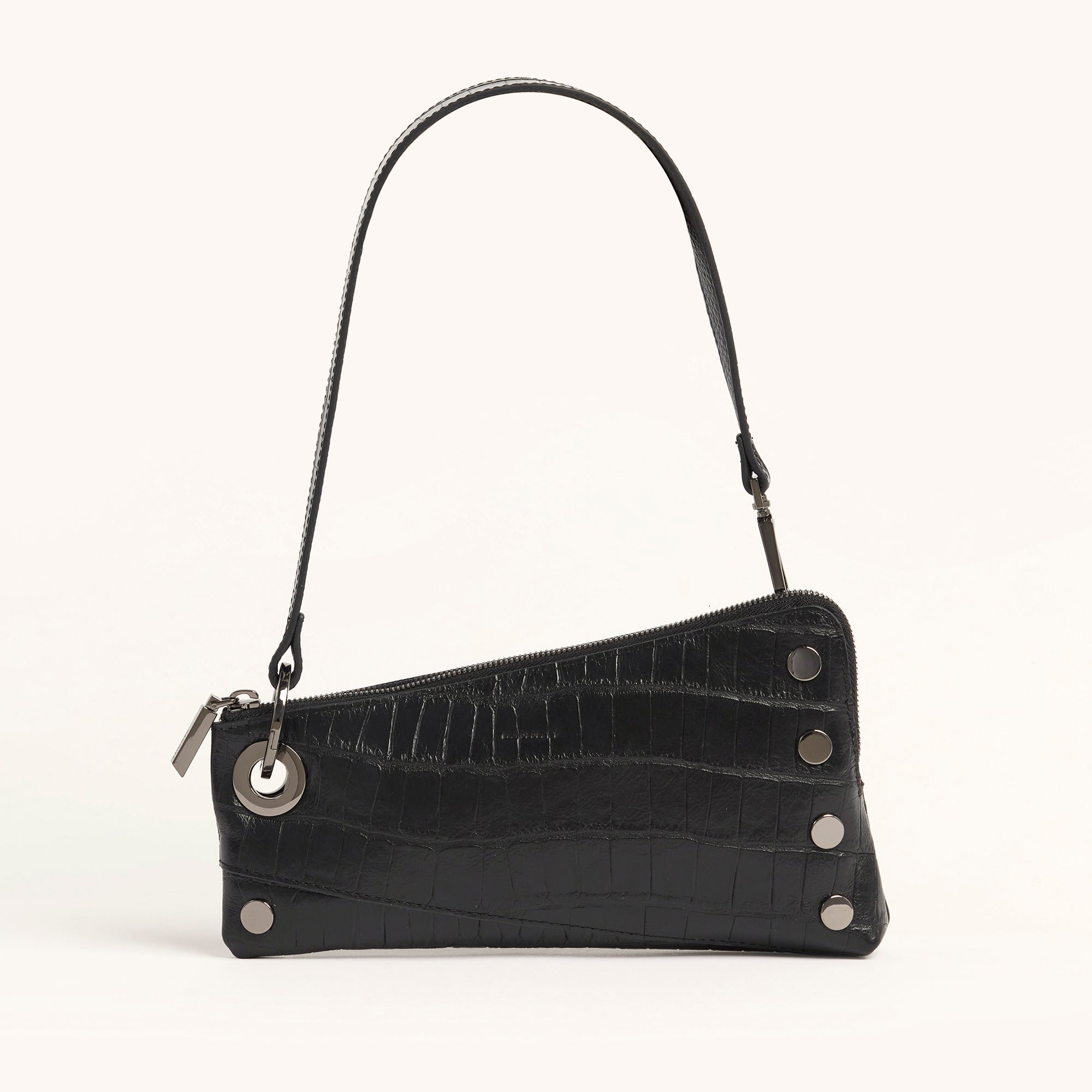 Nash Pochette Handbag - Luxury Crocodile Embossed Leather Clutch with Gunmetal Hardware for Evening Parties, Weddings & Special Occasions