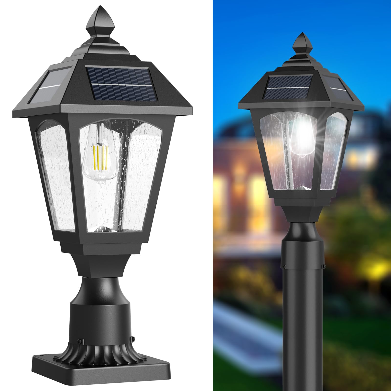 Solar Post Lights Outdoor Waterproof - Aluminum Solar Lamp with Pier Mount Base for Garden, Yard & Landscape (100 Lumens, 6000K Cool White) | Perfect for Driveway, Pathway & Deck Lighting