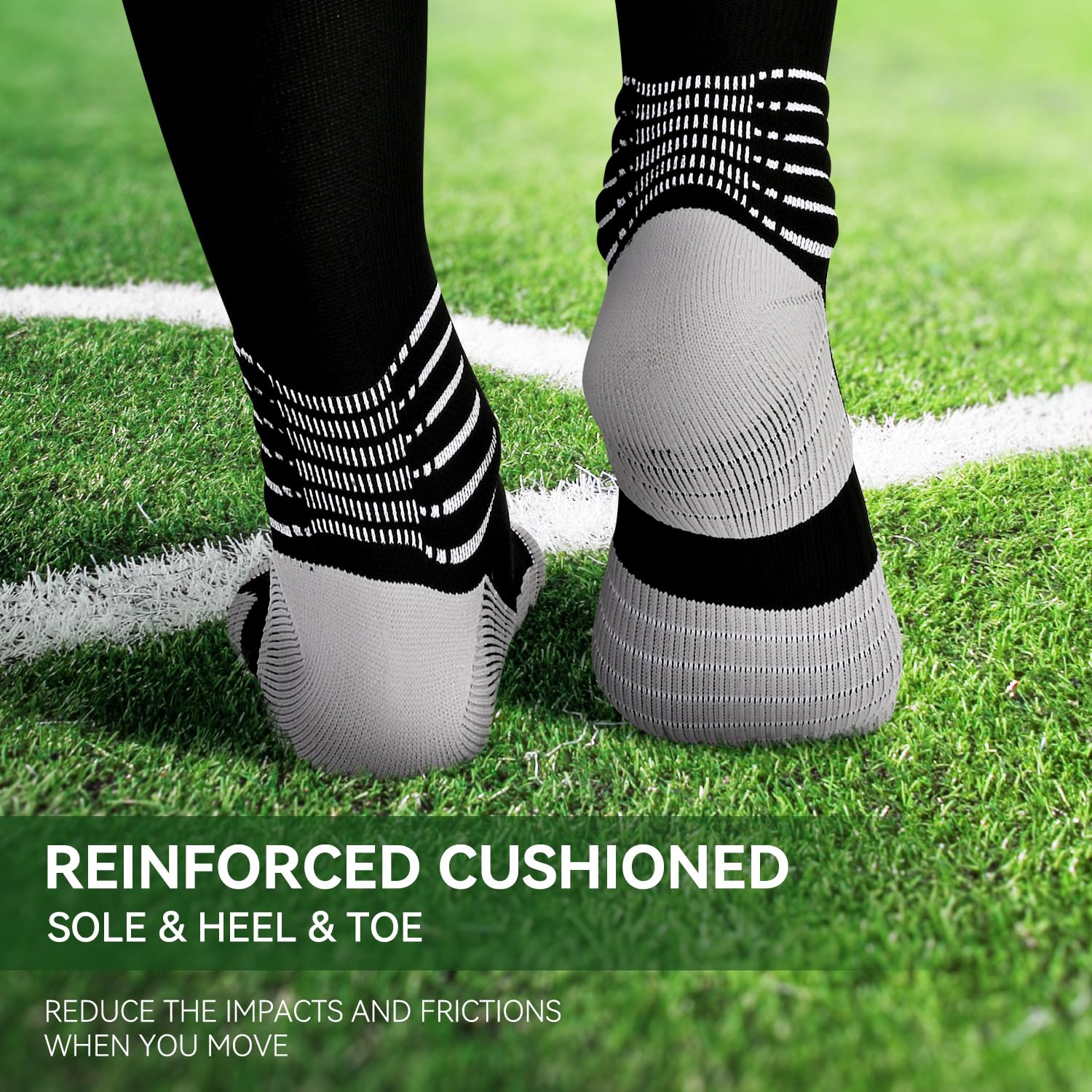 IRAMY Compression Soccer Socks - Ankle Support, Coolmax Moisture Wicking, Anti-Slip Grip for Football, Baseball & Softball (1/2/3 Pack) - Perfect for Training, Games & Sports Recovery