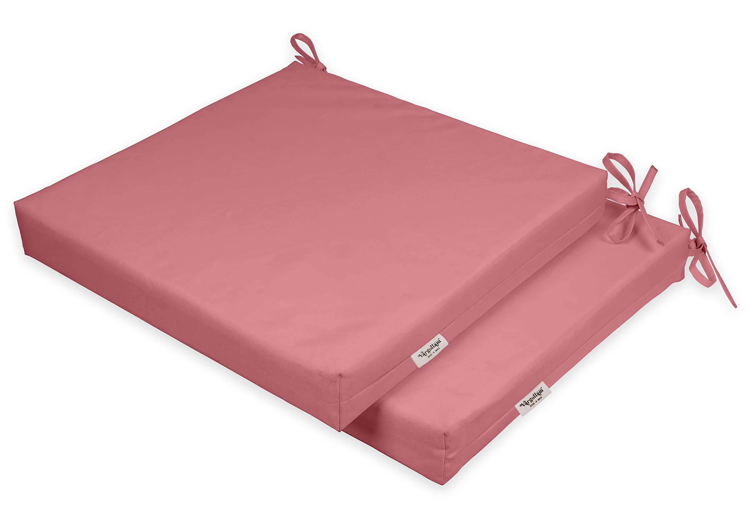20x20 Inch Square Indoor/Outdoor Chair Cushions with Ties - Waterproof Patio Seat Cushions Set of 2 for Garden Furniture, Deck Chairs & Home Decor (Rose Pink) | Perfect for Outdoor Lounging, Poolside Relaxation & Backyard Gatherings