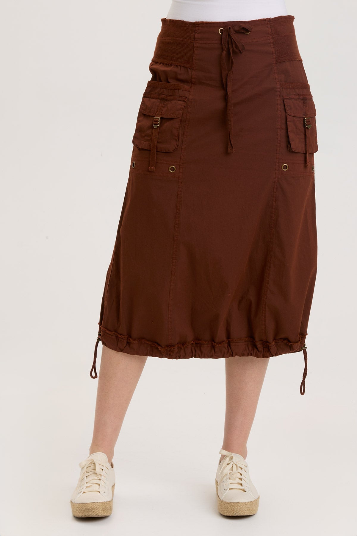 Mayze Skirt in French Roast Pigment - Stylish Women's Midi Skirt for Casual Wear & Office Outfits