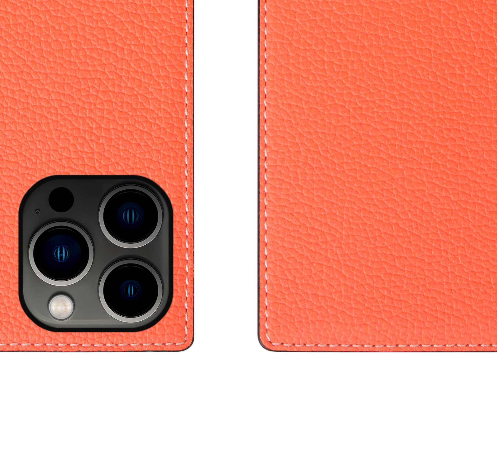 Premium SLG D8 Neon Full Grain Leather Wallet Case for iPhone 12 Pro Max - Handcrafted Diary Style with Card Slots & Cash Pocket | Luxury Protective Phone Cover for Business & Travel | Gift Box Included (Coral)