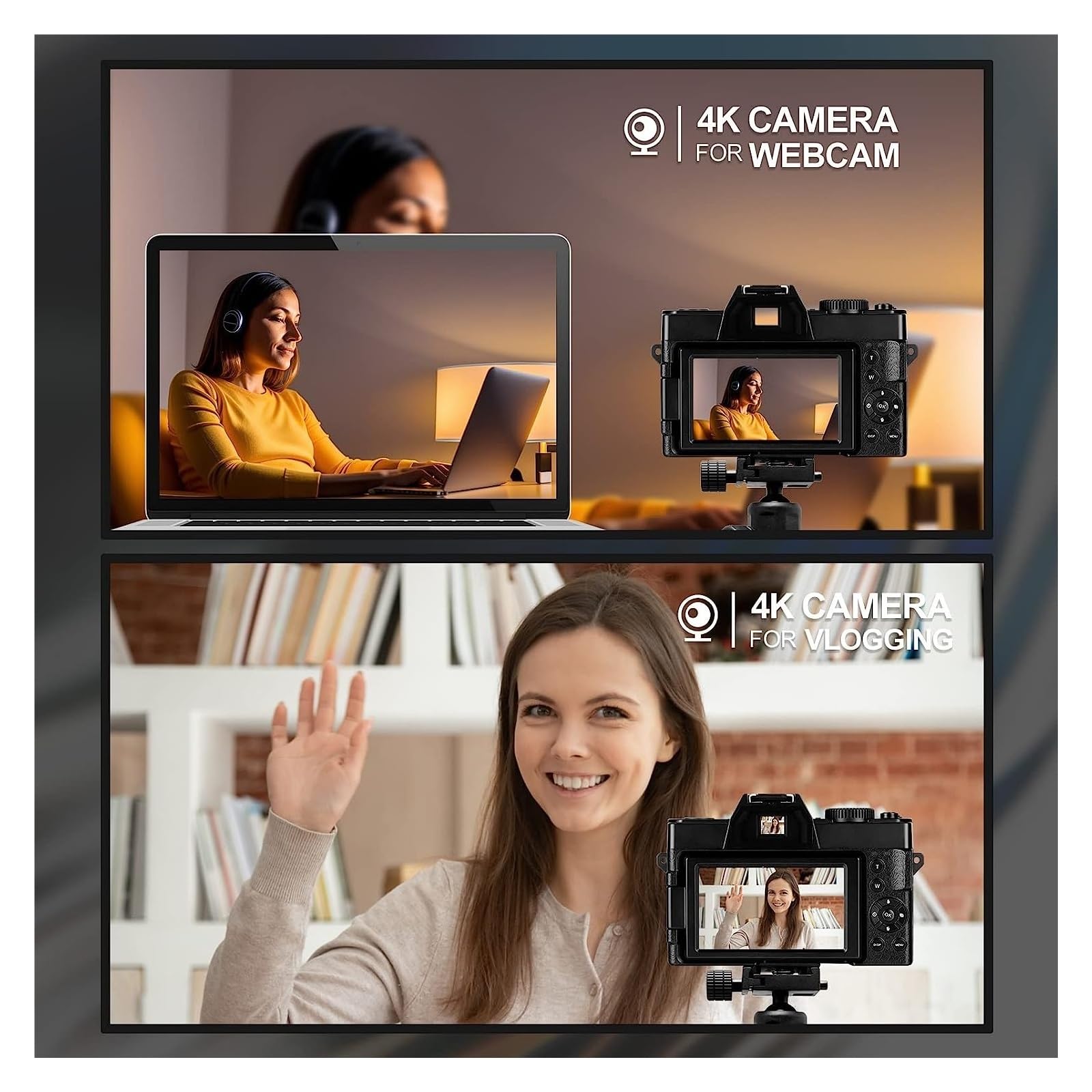 4K WiFi Vlog Camera - 48MP Digital Camcorder with Flip Screen for Travel & YouTube