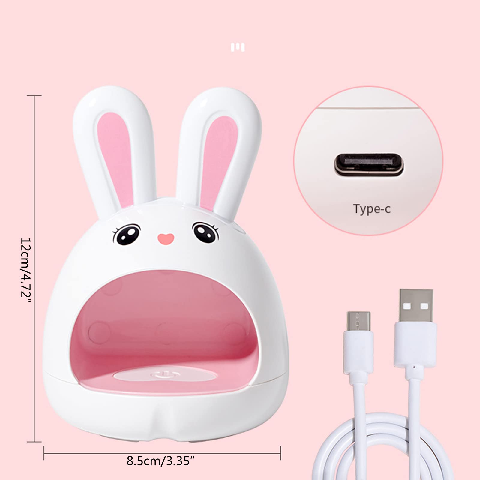 24W LED Nail Dryer Lamp - Cute Rabbit Design Mini UV Gel Nail Light for Home DIY Manicure & Pedicure | Fast Drying Phototherapy Lamp for Nail Art, Gel Polish Curing - Perfect for Salon Professionals & At-Home Nail Care