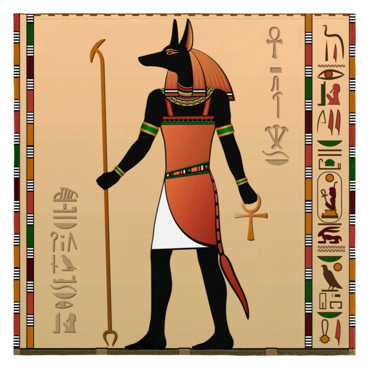 Egyptian Mural Design Polyester Cloth Napkins Set of 6 - 20x20 Inch Reusable & Washable Dinner Napkins for Weddings, Parties, Restaurants - Perfect for Formal Dining, Holiday Gatherings & Special Occasions