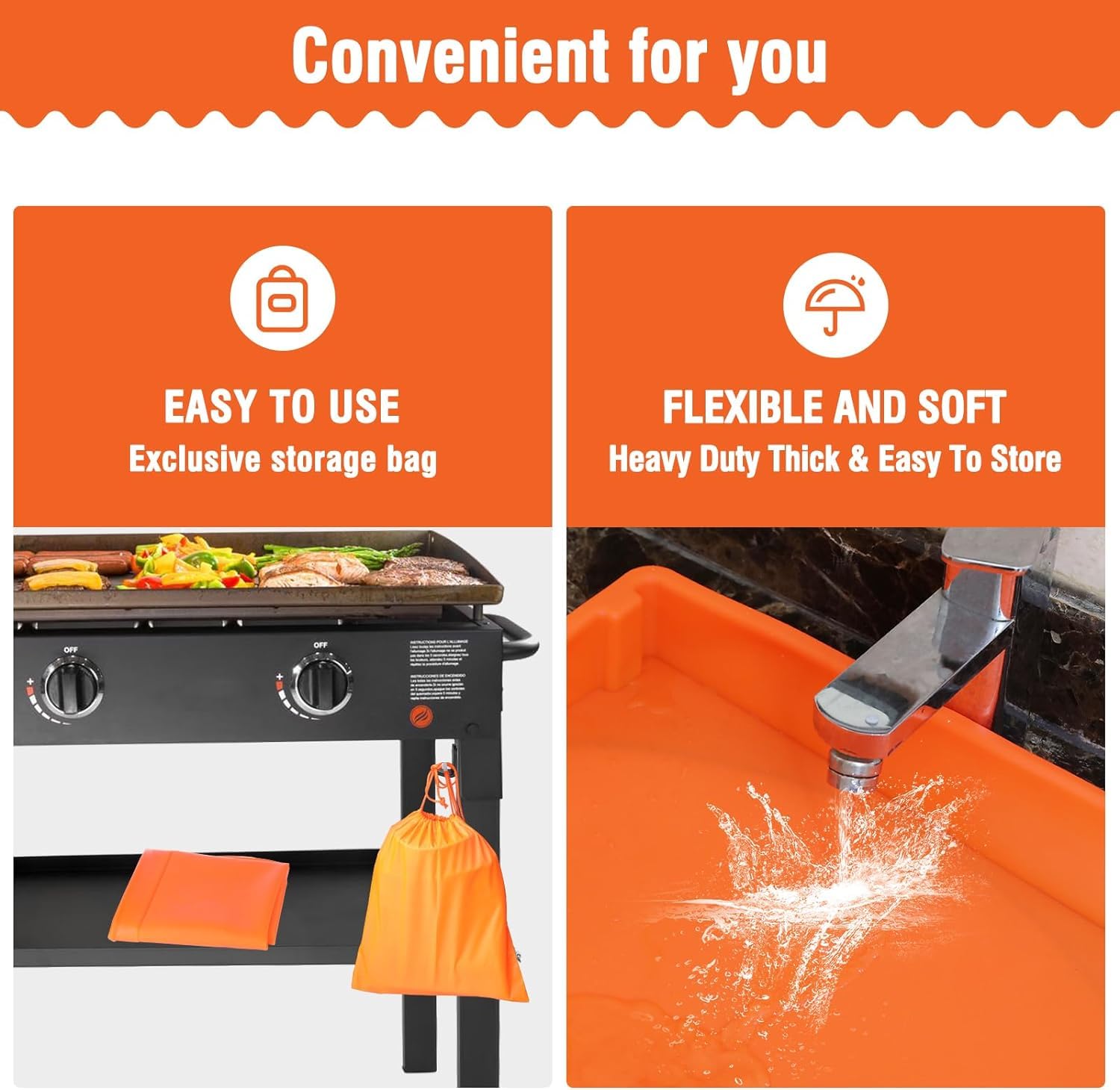 Heavy Duty Food Grade Silicone Griddle Cover - Upgraded Full Edge Grill Protector for Blackstone, Non-Slip BBQ Grill Mats & Floor Pads - Perfect for Outdoor Cooking, Camping, and Backyard Barbecues
