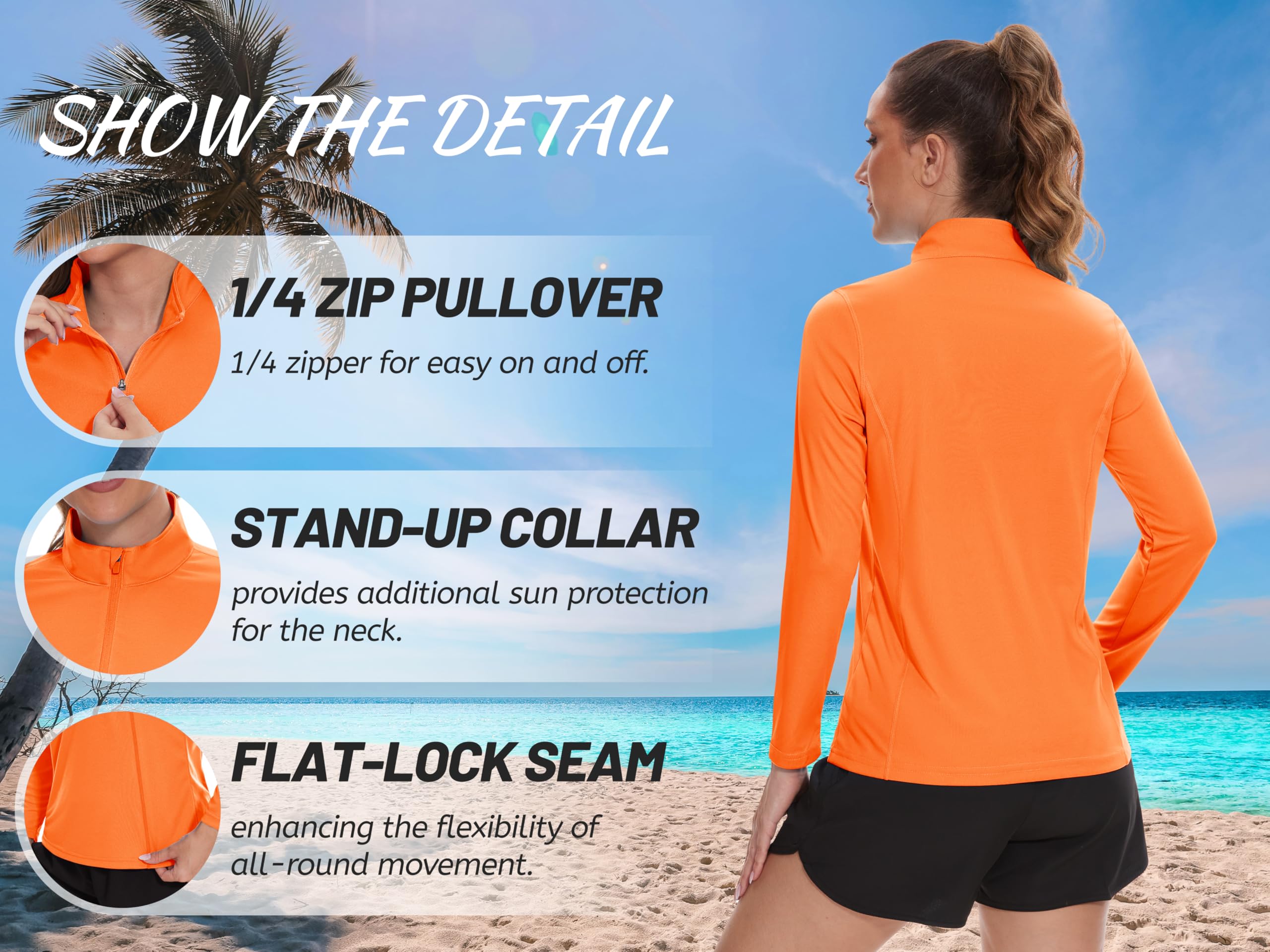 TACVASEN Women's UPF 50+ UV Protection Quarter Zip Pullover - Long Sleeve Golf & Workout Shirt for Outdoor Activities, Hiking, Running & Travel