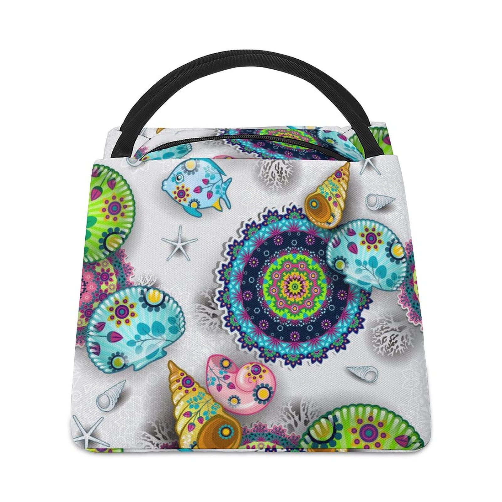 Insulated Lunch Bag for Women - Reusable Cooler Tote for Work, School & Picnic - Leakproof Meal Container with Colorful Conch Shell Design - Perfect for Office, Outdoor & Daily Commute