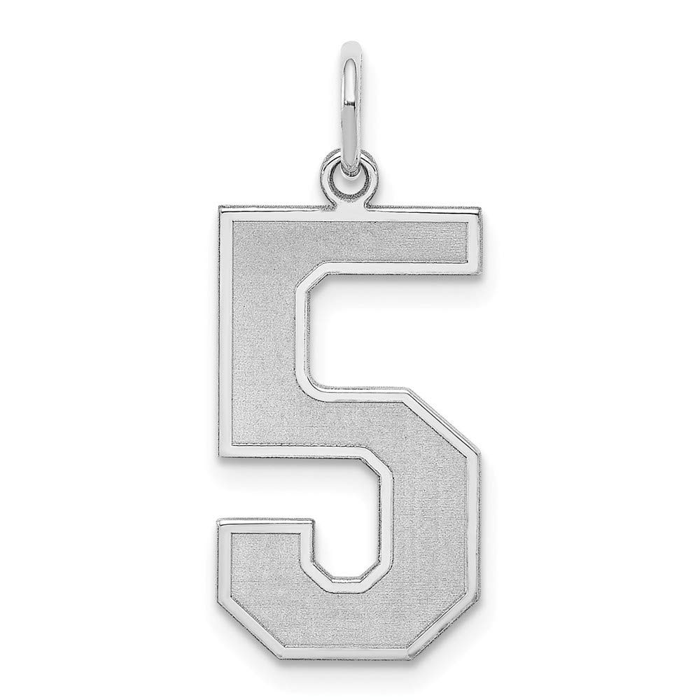 Roy Rose Jewelry Sterling Silver Large Satin Number 5 Charm Pendant - Perfect for Birthdays, Anniversaries & Personalized Gifts