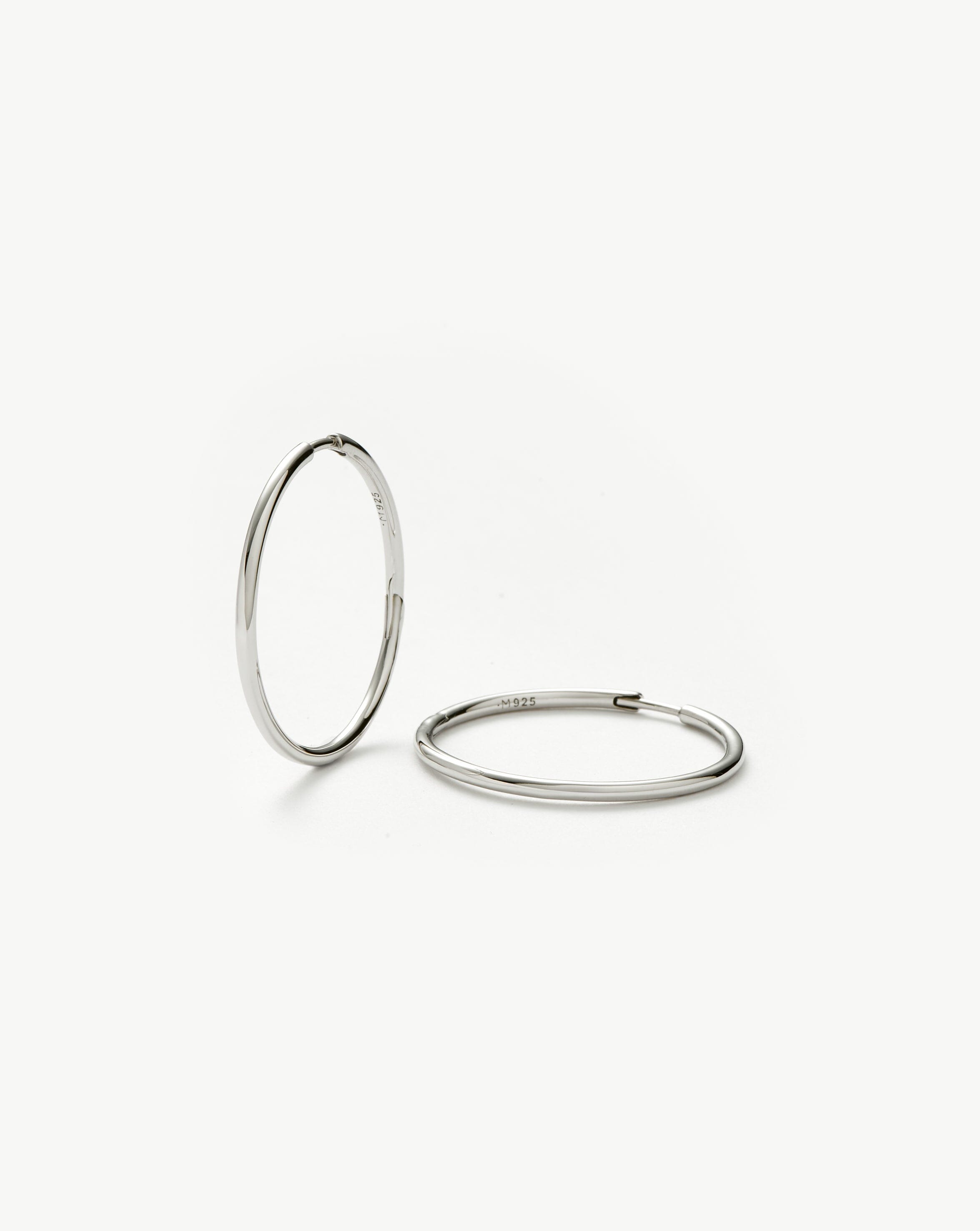 Classic Medium Hoop Earrings - Rhodium Plated Recycled Sterling Silver Jewelry for Women | Elegant Everyday Wear & Special Occasions Gift