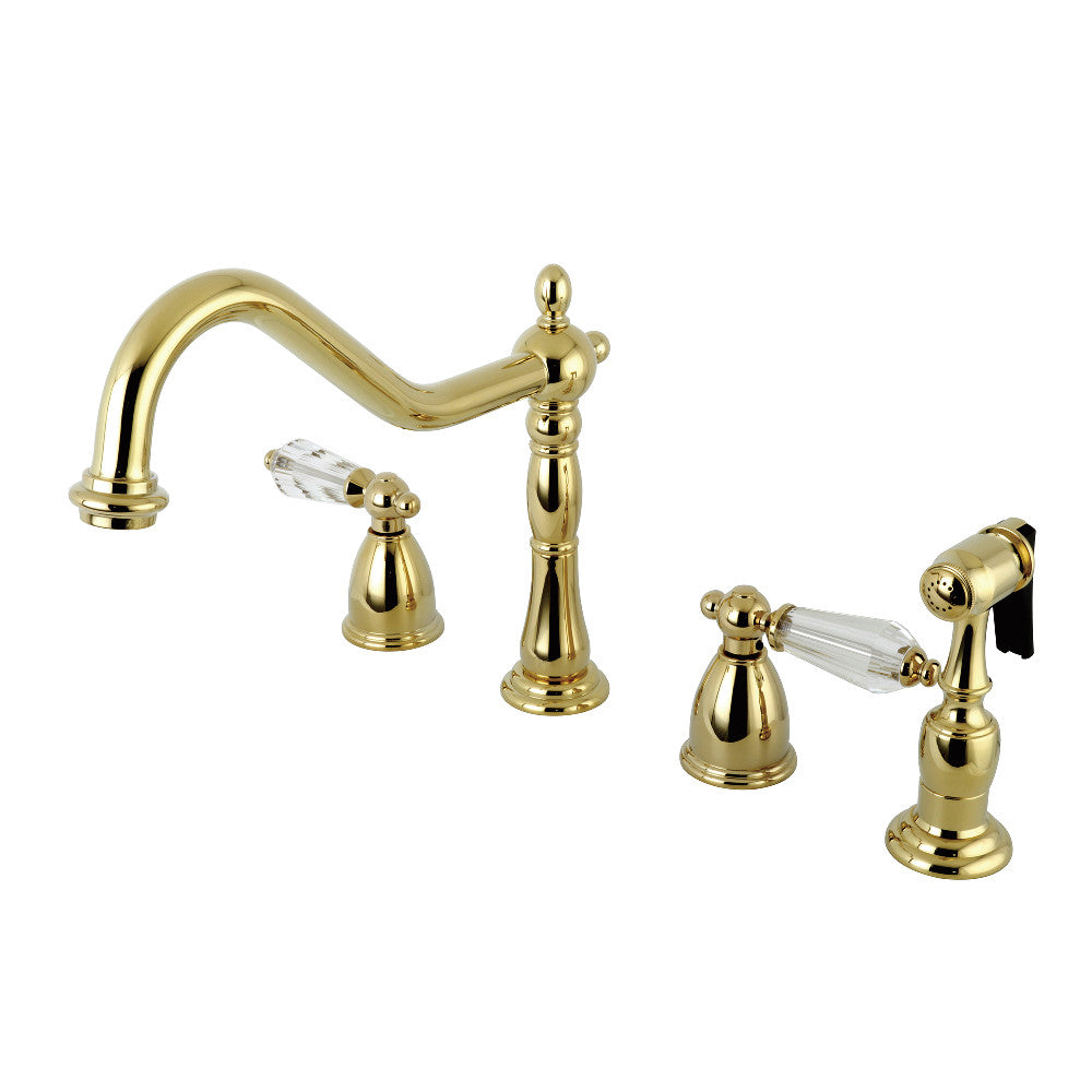 Kingston Brass KB1790WLLBS Wilshire Widespread Kitchen Faucet with Brass Sprayer - Premium Pull-Down Faucet for Modern Kitchens, Perfect for Cooking, Washing Dishes & Food Prep