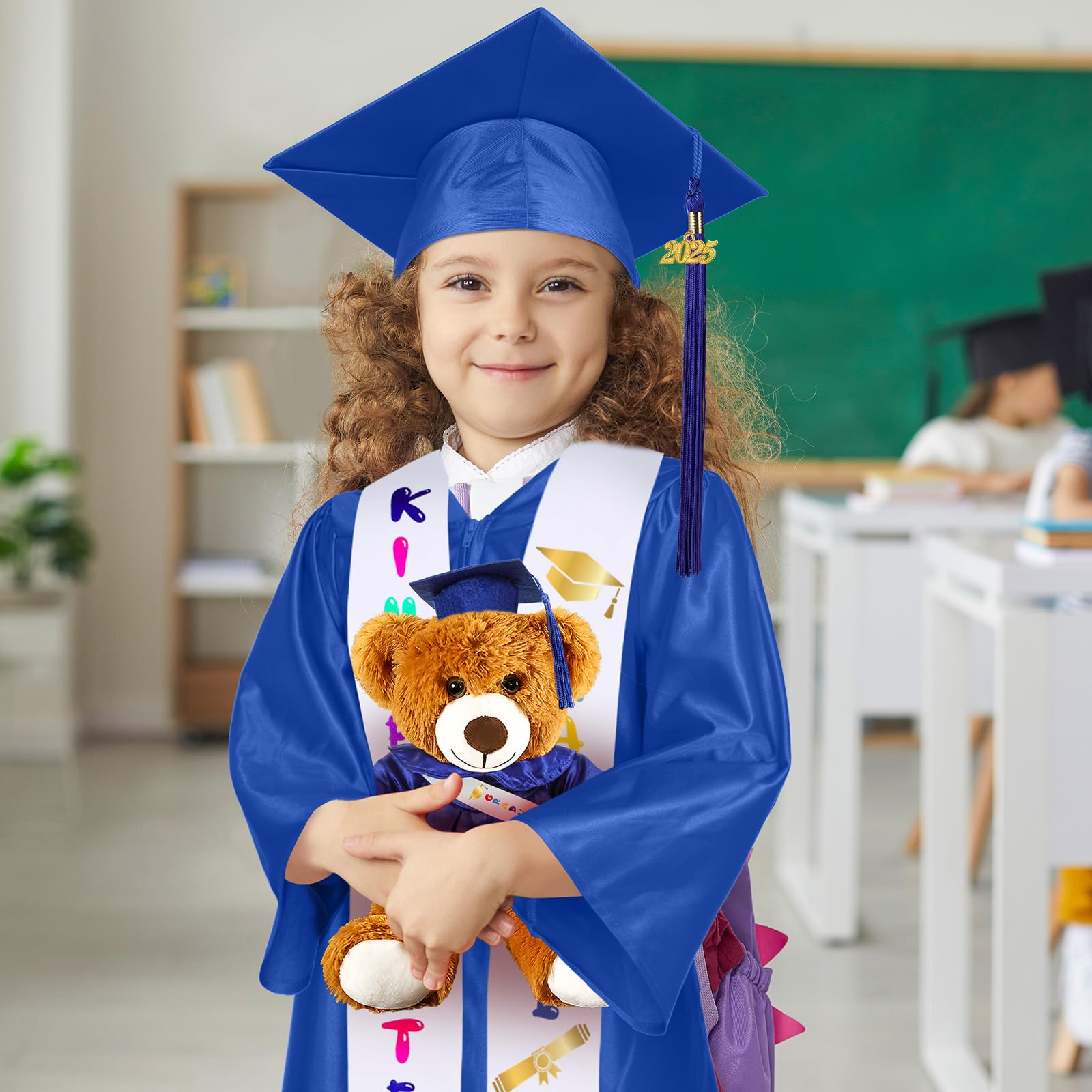 Sintuff 7-Piece Kindergarten Graduation Gown Set with Cap, Stole, Tassel & Sash - Preschool Graduation Accessories for Boys & Girls - Perfect for 2024 Graduation Ceremonies & Photo Shoots