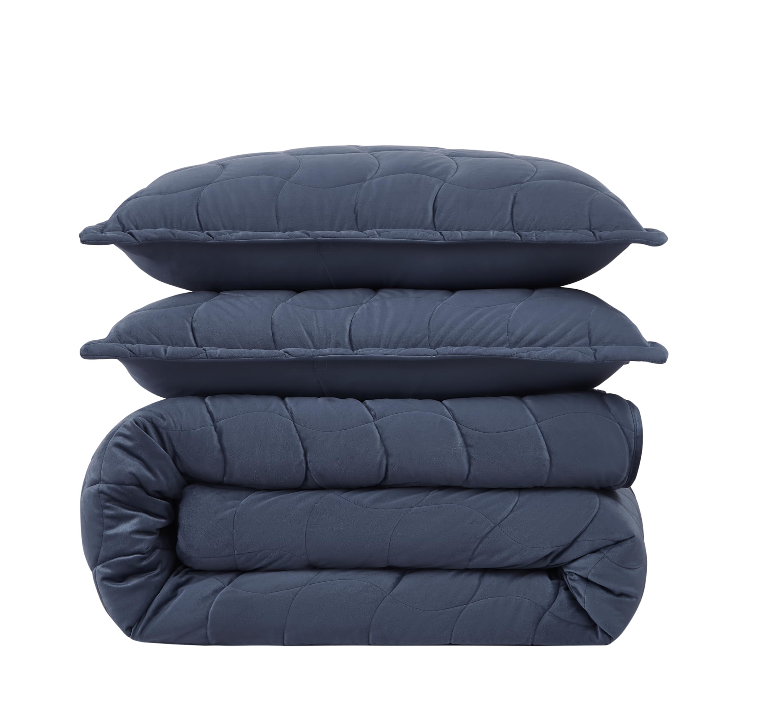 Luxury Blue Velvet Twin Size Quilt Bedding Set - Soft Cloud Cozy Warm Bedspread Coverlet with 1 Pillow Sham | All-Season Lightweight Crushed Comforter for Kids & Teens | Perfect for Bedrooms, Dorms, and Guest Rooms