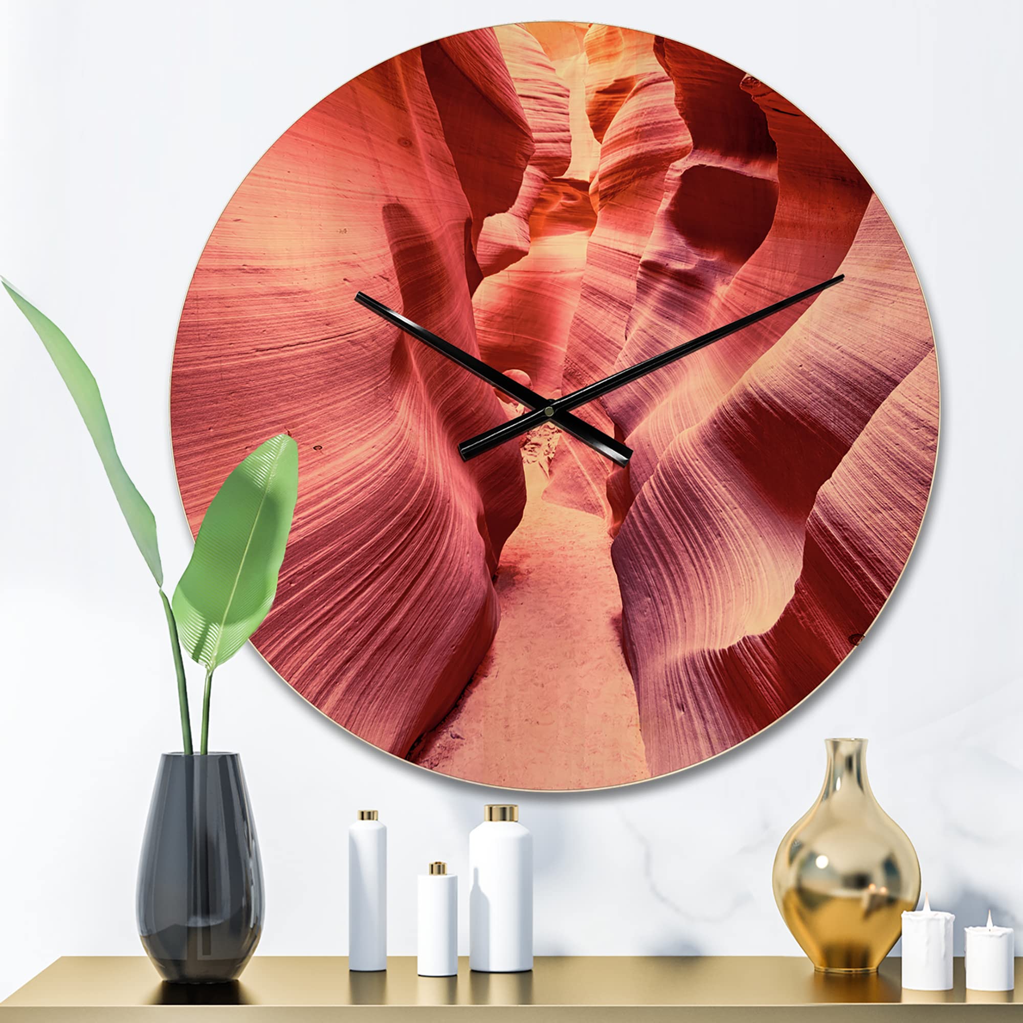 Antelope Canyon Landscape Modern Wood Wall Clock - Large Oversized Wooden Clock for Living Room, Bedroom, Office Décor - Perfect for Home & Office Wall Decor
