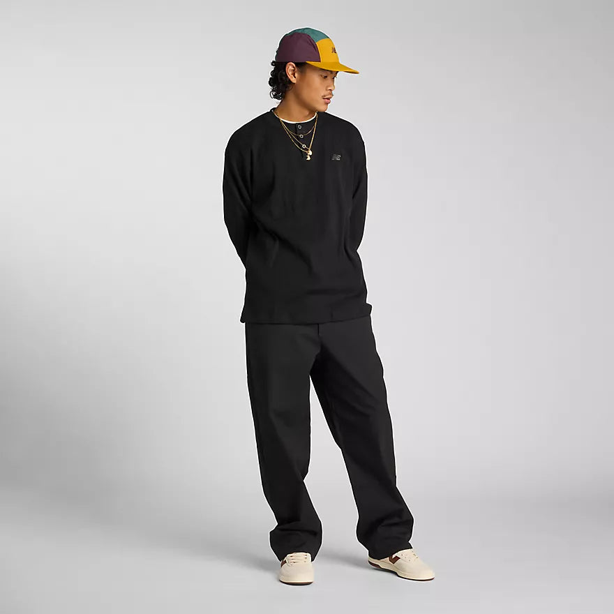 New Balance Waffle Knit Long Sleeve Henley Shirt for Men - Comfortable Casual Wear for Running, Gym & Everyday Outfits