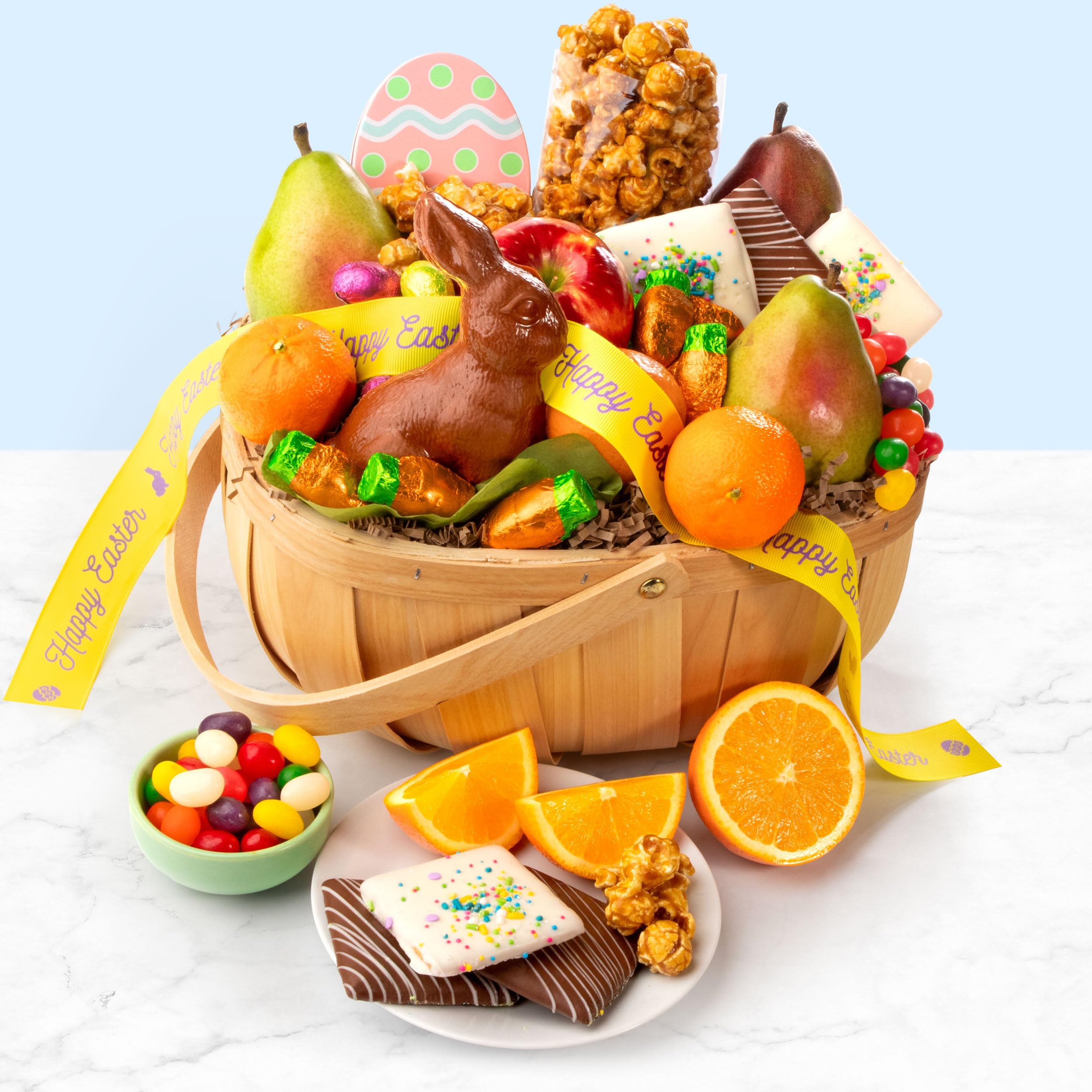 Easter Bunny Fruit and Treats Gift Basket - Delicious Assortment for Easter Celebrations, Parties, and Holiday Gifting