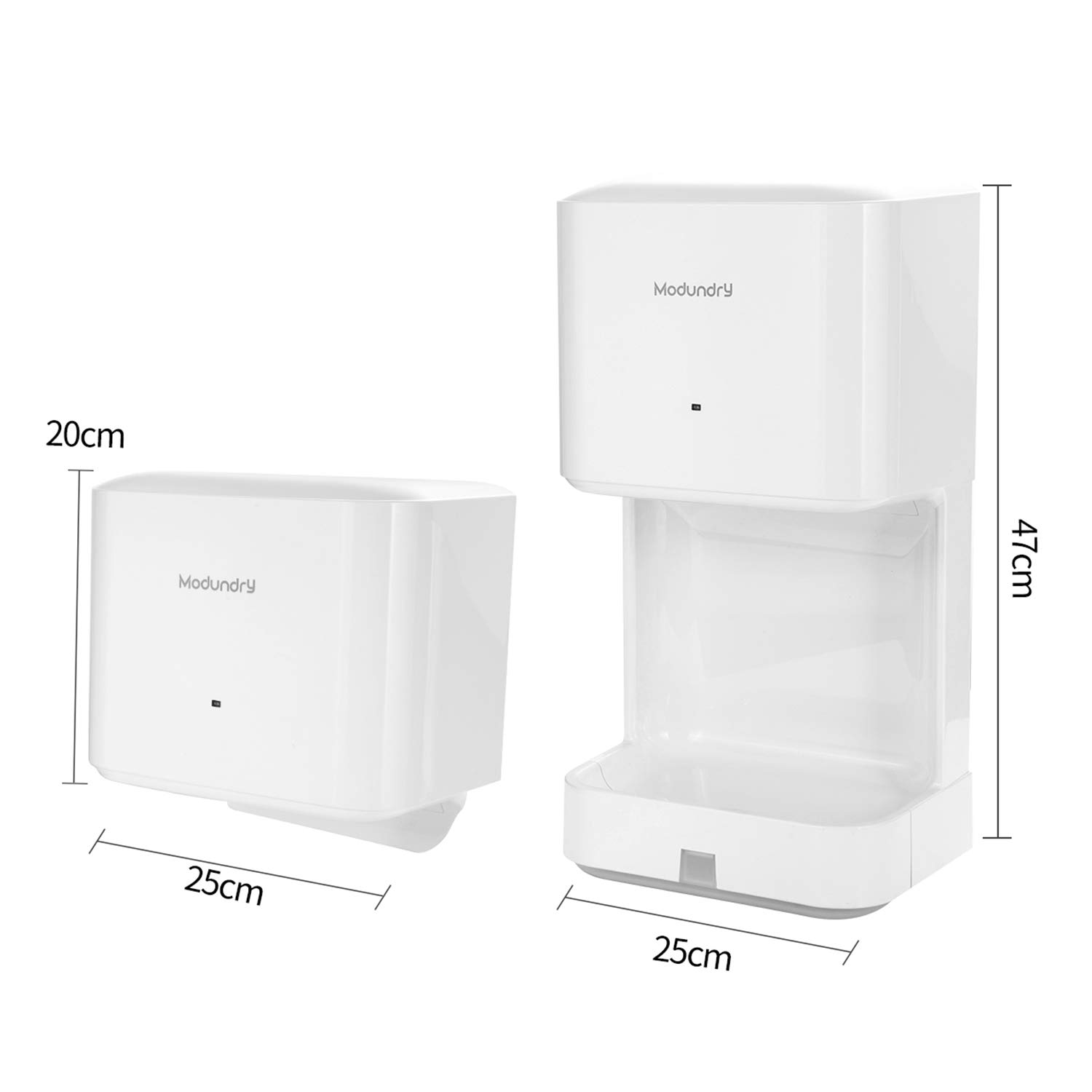 Modundry Automatic Hand Dryer - High Speed Electric Hand Dryer with Drain Tray for Bathroom & Commercial Use - Fast Drying, Energy Efficient, Wall Mounted (White) - Ideal for Restaurants, Hotels, Public Restrooms and Home Bathrooms