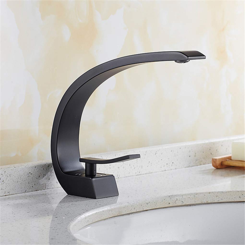 Black Single Handle Copper Bathroom Sink Faucet with Aerator - Hot & Cold Water Mixer Tap for Kitchen and Bathroom - Perfect for Modern Home Decor and Water Conservation