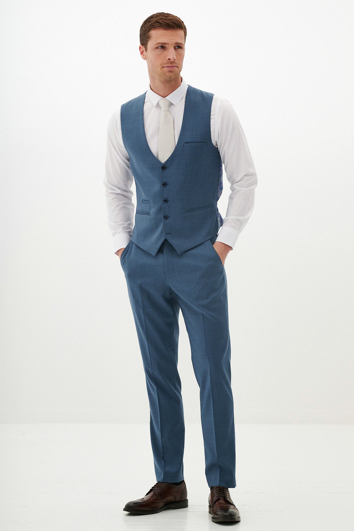 FINLEY Teal Blue Single Breasted Waistcoat Vest for Men - Formal Wedding, Office & Business Attire