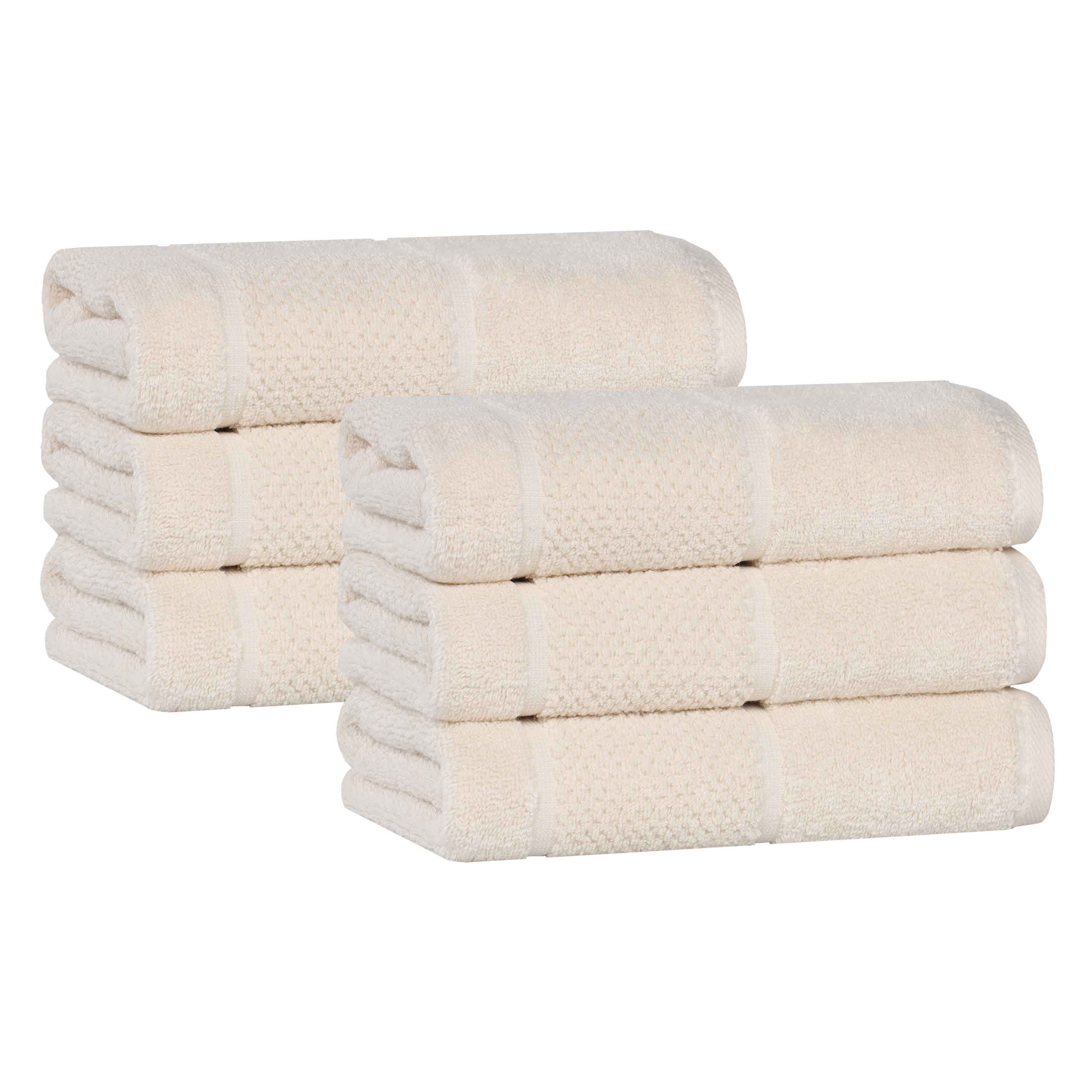 Premium Cotton Hand Towels Set of 6 - Soft & Absorbent Bath & Kitchen Towels for Home, Gym, Spa - Mile Smart Twist Solid Color Towels