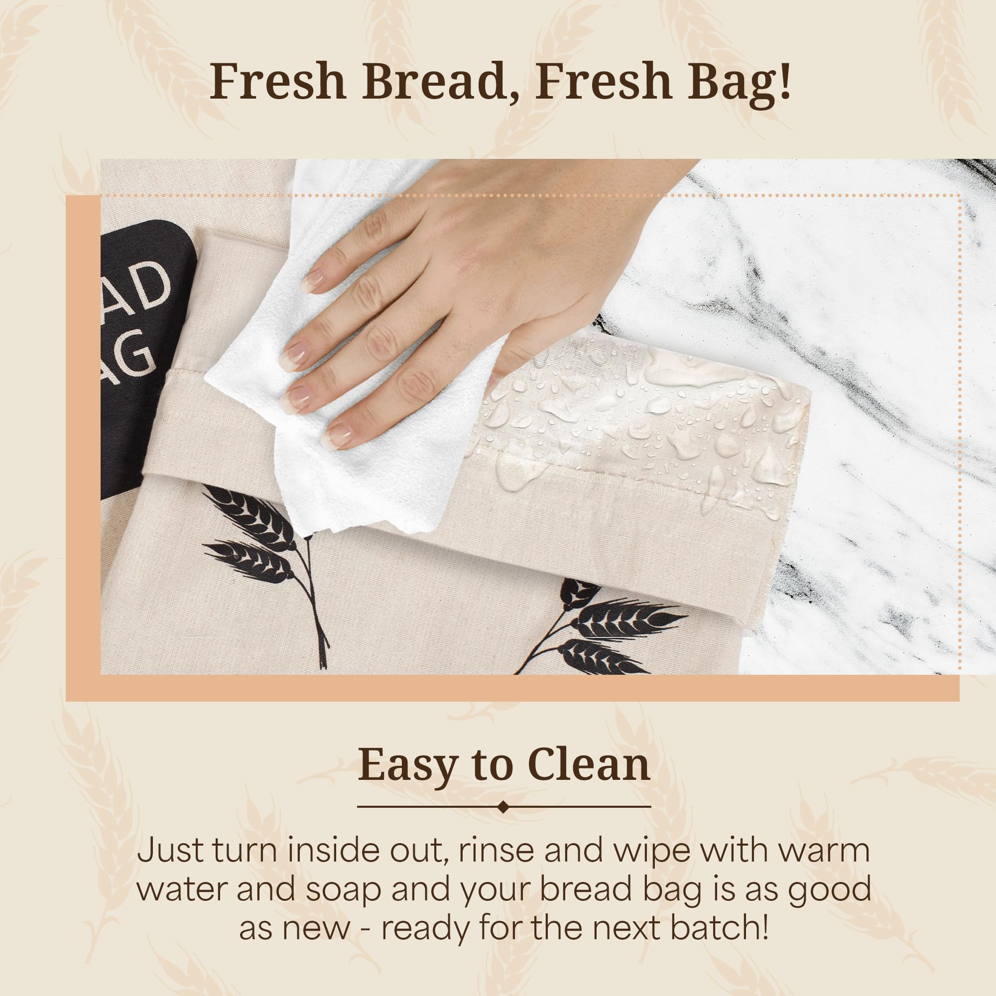 2 Pack Reusable Linen Bread Bags with Plastic Lining - XL 17