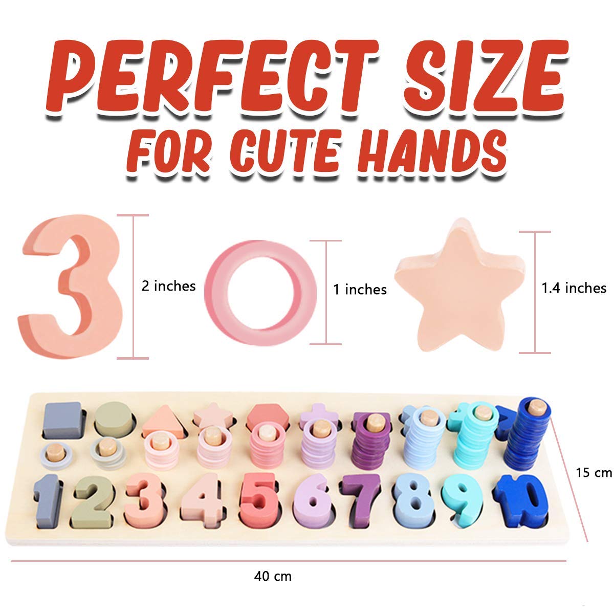 Montessori Wooden Shape & Number Puzzle Blocks - Educational Preschool Learning Toys for Boys & Girls | CozyBomB Macaron Color | Perfect for Homeschooling, Daycare & Early Childhood Development