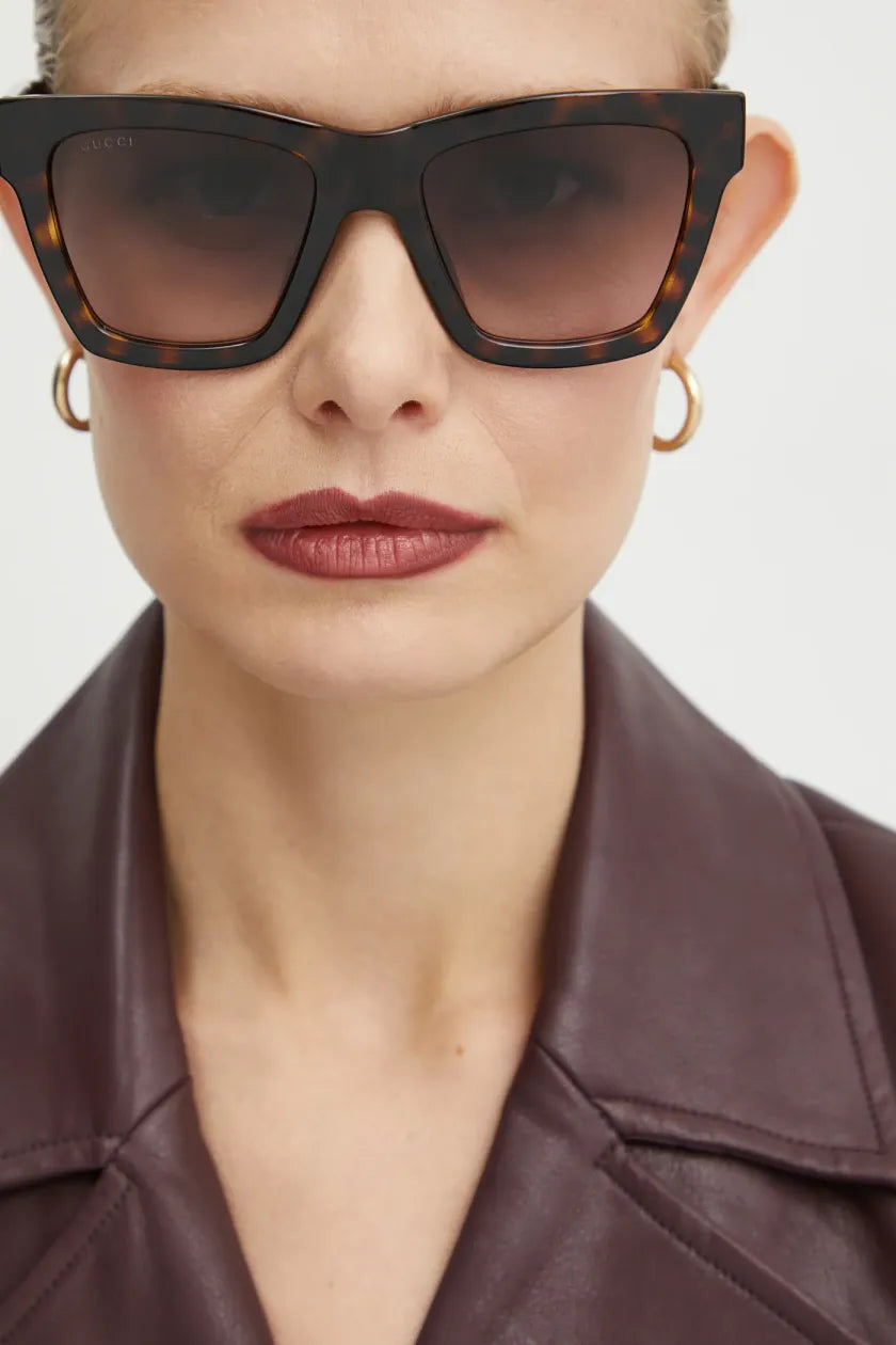 Gucci GG1714S Brown Havana Cat Eye Sunglasses for Women - Stylish UV Protection Shades for Beach, Driving & Fashion Outfits