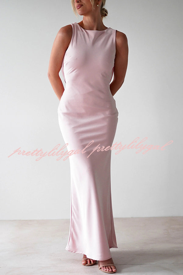 Elegant Solid Color Backless Lace-Up Slim Maxi Dress for Women - Perfect for Evening Parties, Weddings & Date Nights
