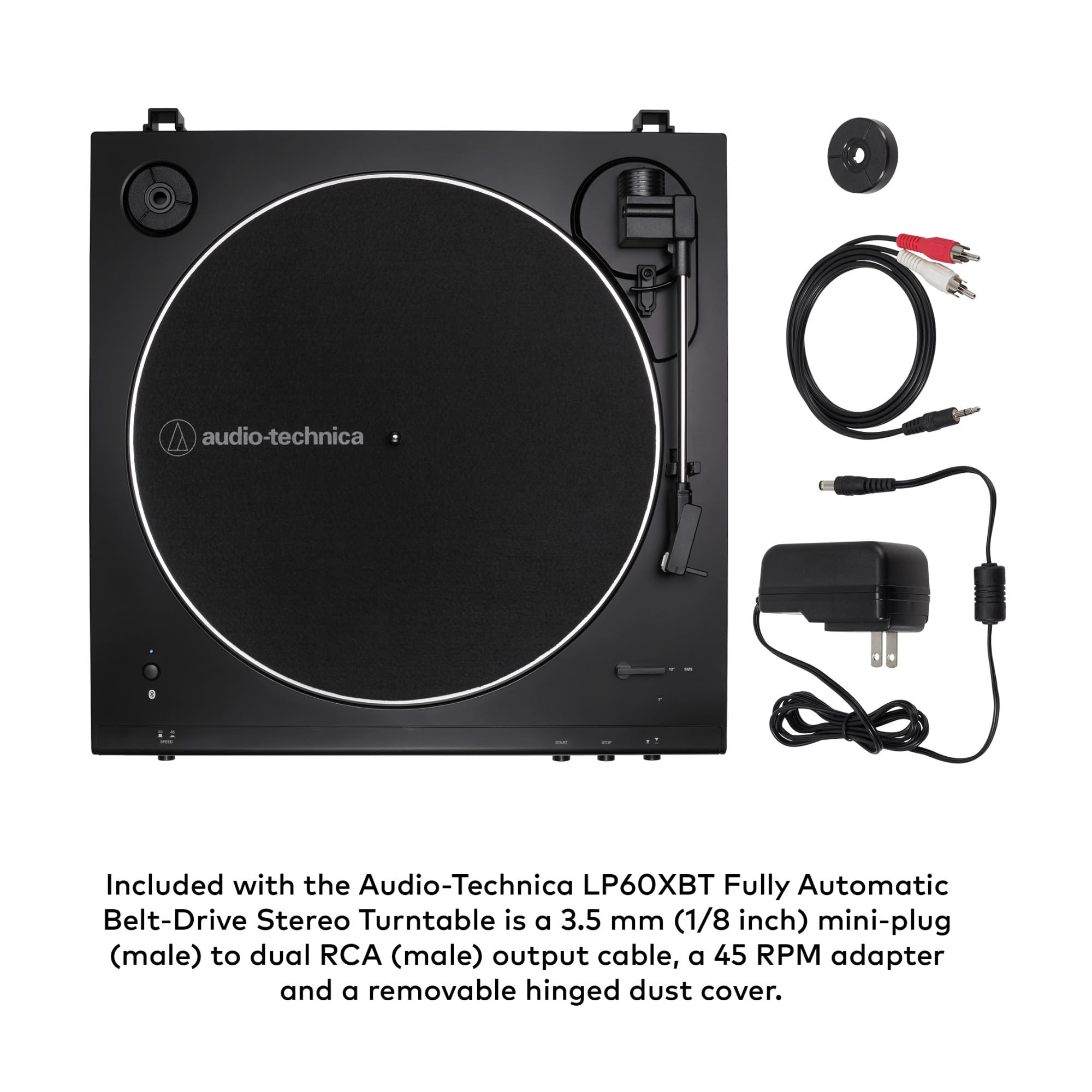 Audio-Technica AT-LP60XBT Wireless Bluetooth Turntable with 3' Powered Studio Monitors Bundle - Hi-Fi Vinyl Record Player System for Home & Studio Use (Black) - Perfect for Music Lovers & DJs