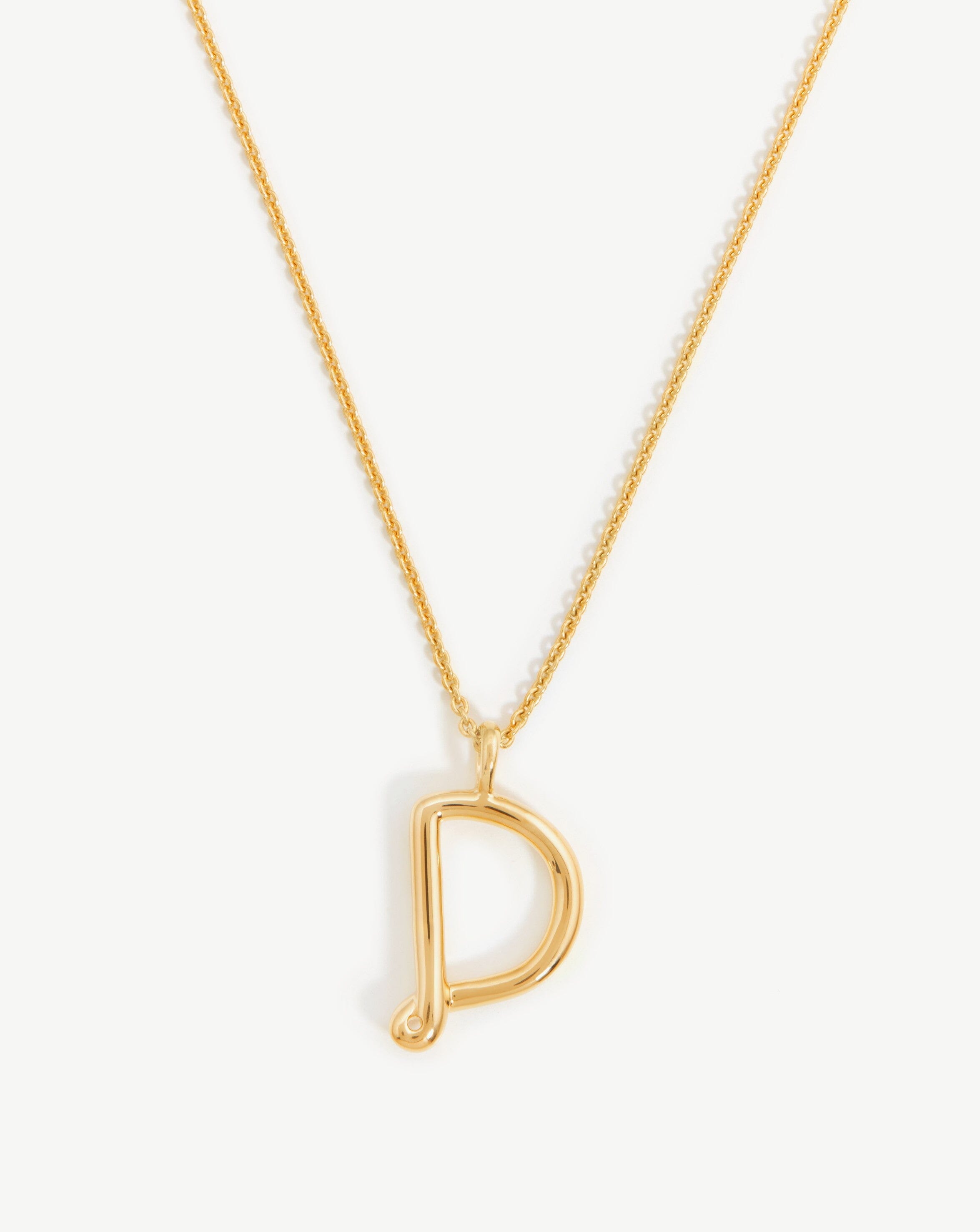 Curly Molten Initial Pendant Necklace - Personalized Initial D Letter - 18k Gold Vermeil Jewelry for Women - Perfect Gift for Birthday, Anniversary & Valentine's Day
