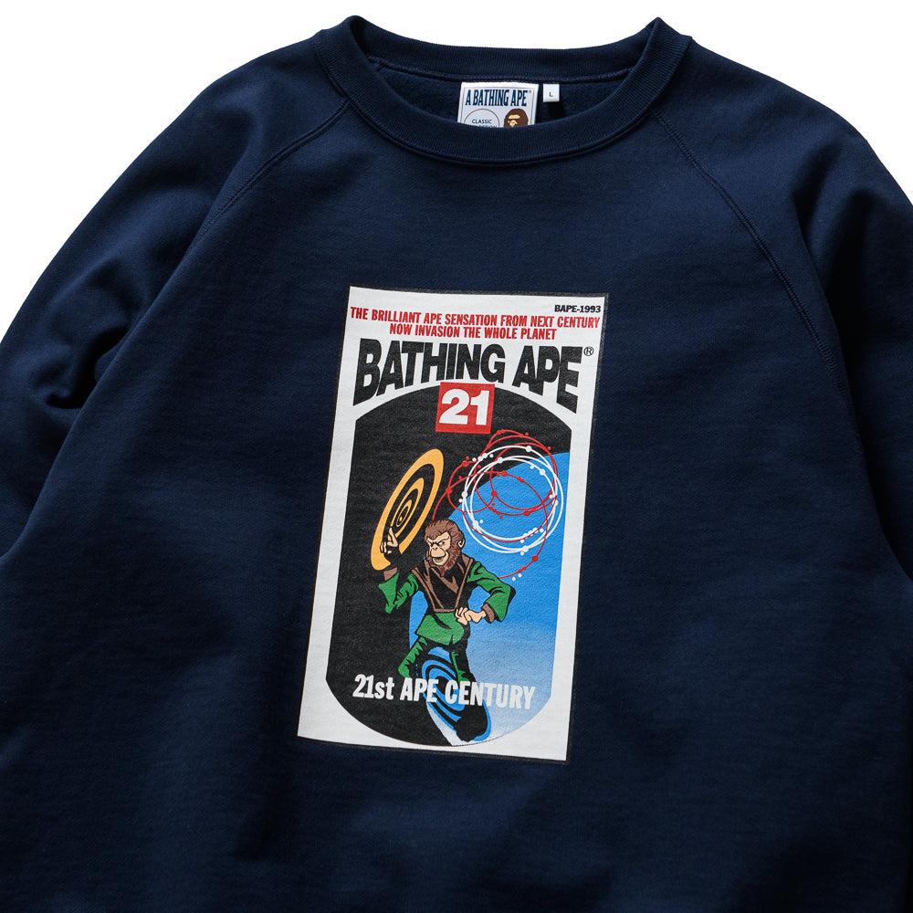 BAPE Navy Relaxed Fit Crewneck Sweatshirt - Men's Casual Streetwear for Everyday Wear & Urban Fashion