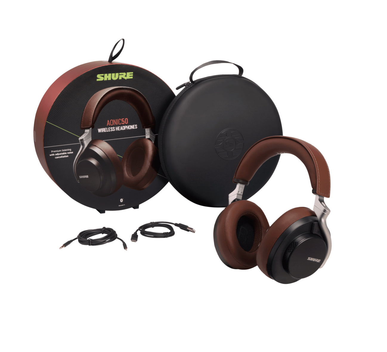 Shure AONIC 50 Gen 1 Wireless Noise Cancelling Headphones - Premium Bluetooth Over-Ear Headset with Active Noise Cancellation (Open Box) - Perfect for Travel, Work & Music Lovers