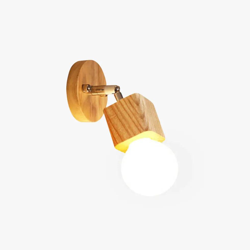 Square Globe Wooden Bathroom Spotlights - Modern Wooden LED Wall Sconce for Bathroom Vanity, Bedroom, Hallway - Warm White Dimmable Lighting Fixture for Home Decor