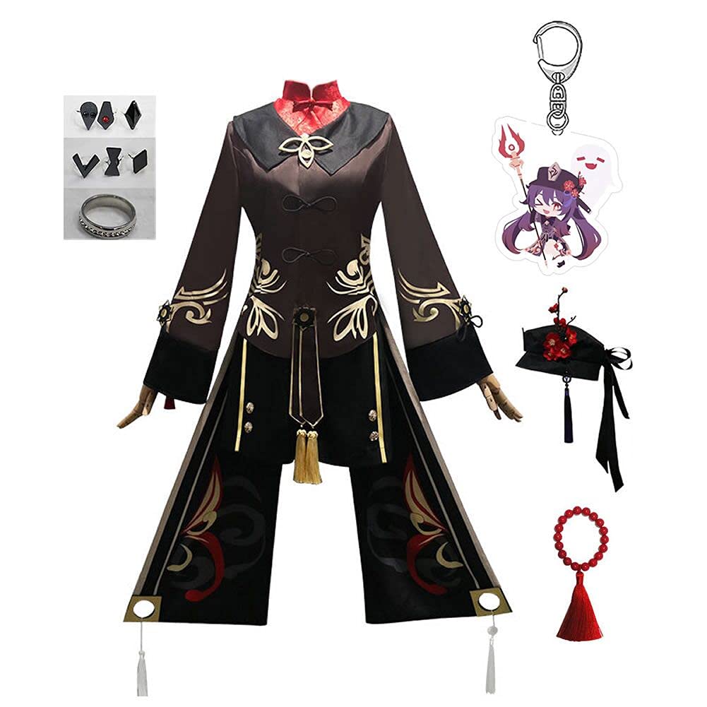 IPLD Hu Tao Cosplay Costume Full Set - Genshin Impact Game Character Outfit with Rings | Perfect for Halloween, Anime Conventions & Themed Parties