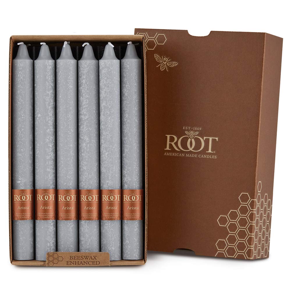 Root Candles Unscented Arista Timberline 9-Inch Dinner Candles (12-Pack, Platinum) - Perfect for Romantic Dinners, Holiday Decor & Special Occasions