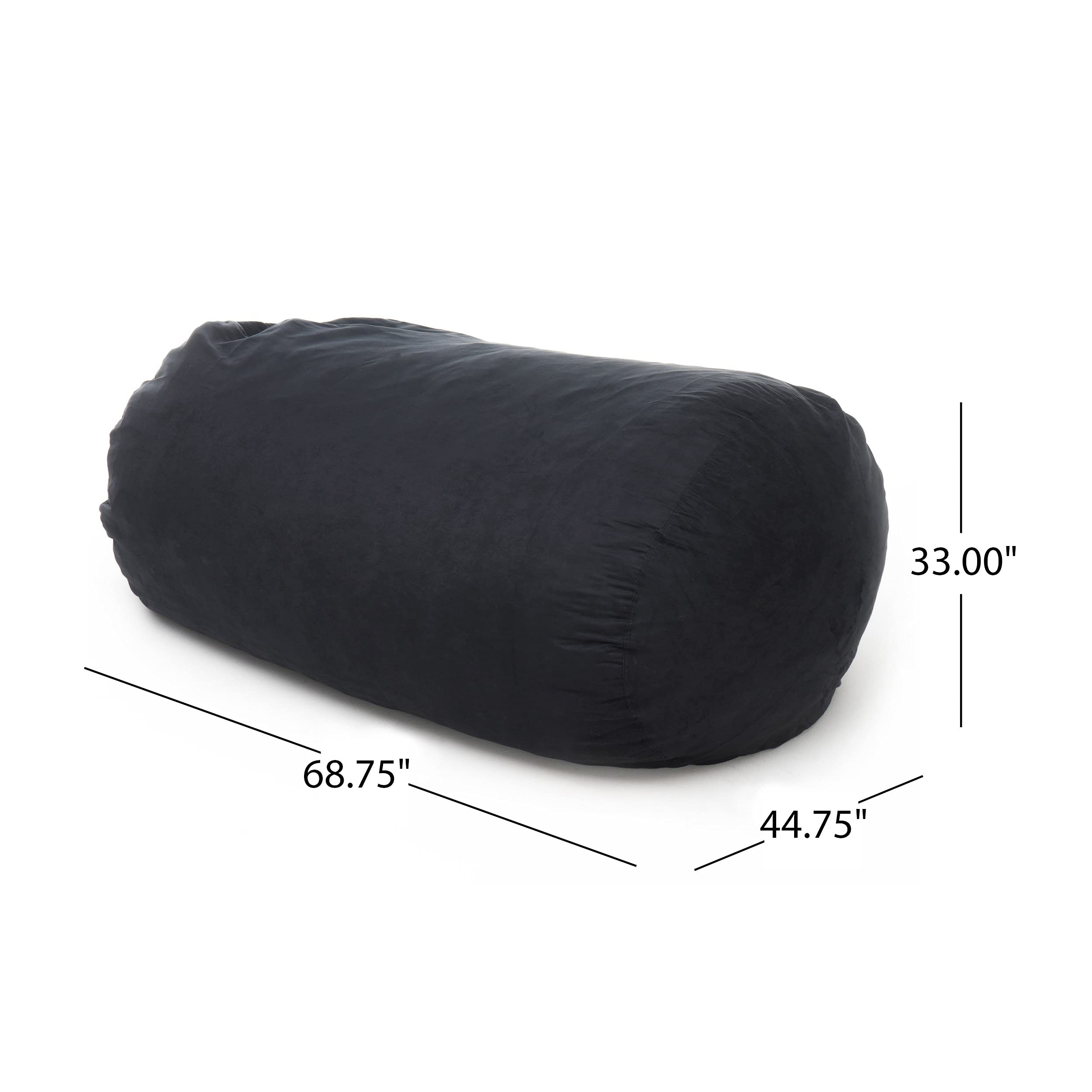 Christopher Knight Home Haley 6 Ft Faux Suede Microfiber Bean Bag Chair - Ultra Soft Black Oversized Lounger for Adults & Teens - Perfect for Gaming, Movie Nights & Dorm Room Decor