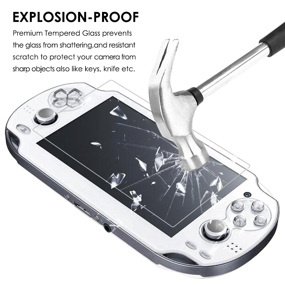 AFUNTA 2-Pack Screen Protector Set for Sony PlayStation Vita 1000 - 4 Pcs Tempered Glass Front Screen Protector & HD Clear PET Back Cover Film - Compatible with PS Vita PSV PCH-1000 - Perfect for Gaming Protection and Scratch Prevention