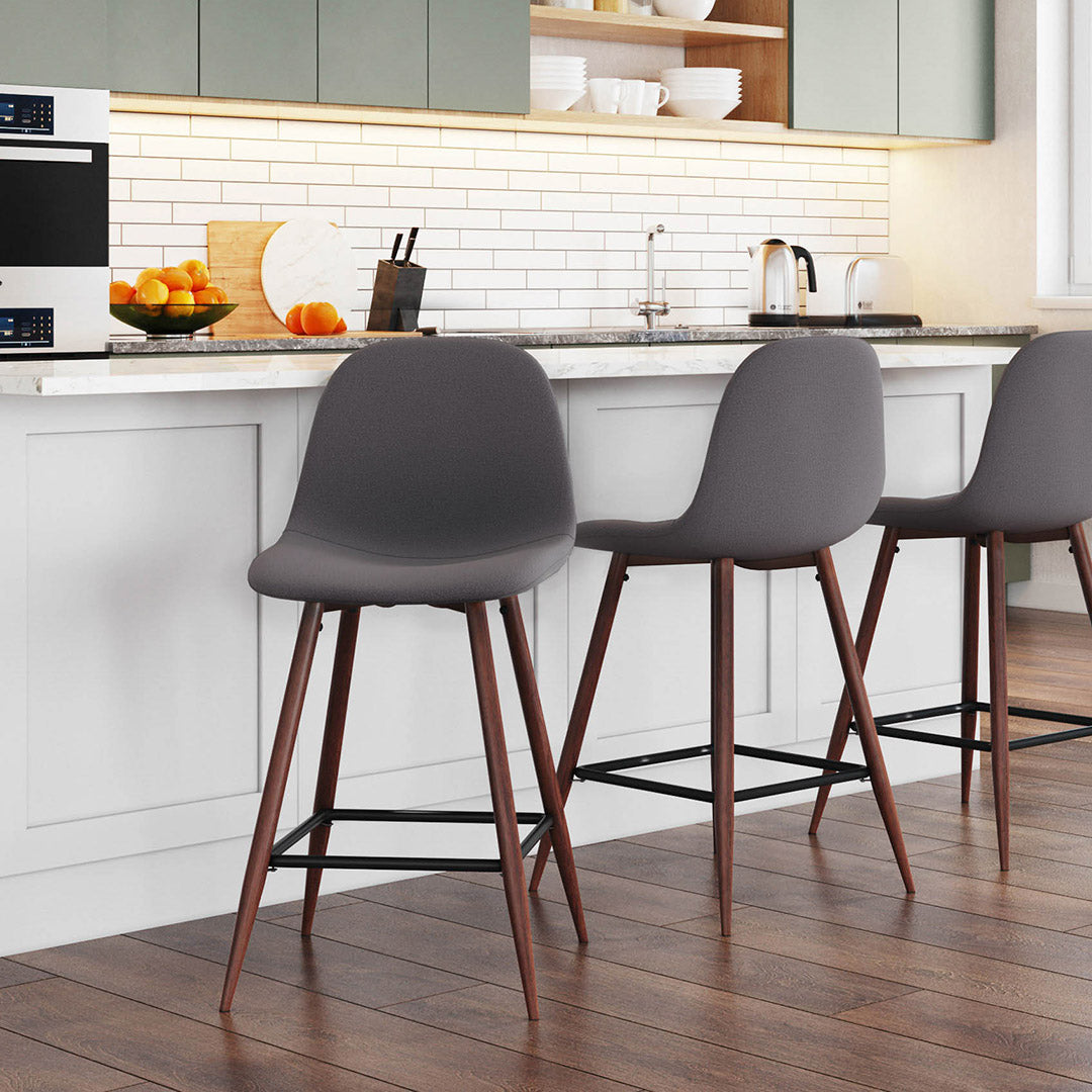 Modern Pebble Counter Stools (Set of 2) - Bar Height Kitchen Island Stools with Back Support for Dining Room, Breakfast Nook & Home Decor