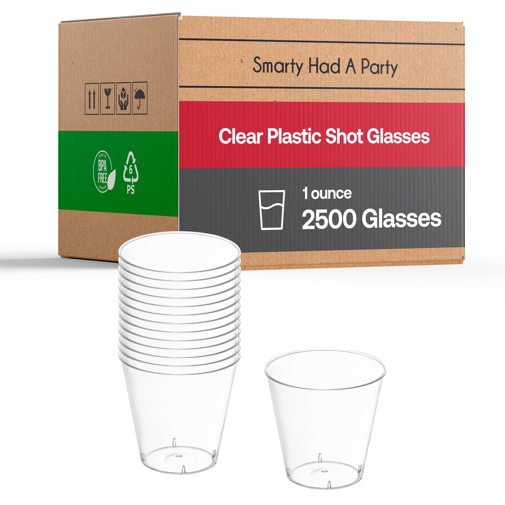 2500 Pcs Clear Disposable Plastic Shot Glasses - 1 oz Hard Plastic Tequila & Jello Shot Cups - Bulk Party Drinking Glasses for Weddings, Birthday Parties, Bars & Events | Perfect for Cocktail Hours, Bachelor Parties & Tailgating