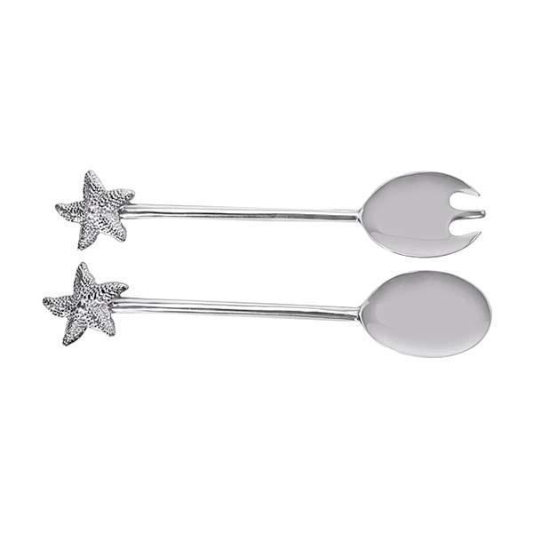 Elegant Starfish Salad Servers Set - Stainless Steel Seafood Serving Utensils for Summer Parties, Beach Picnics & Outdoor Dining