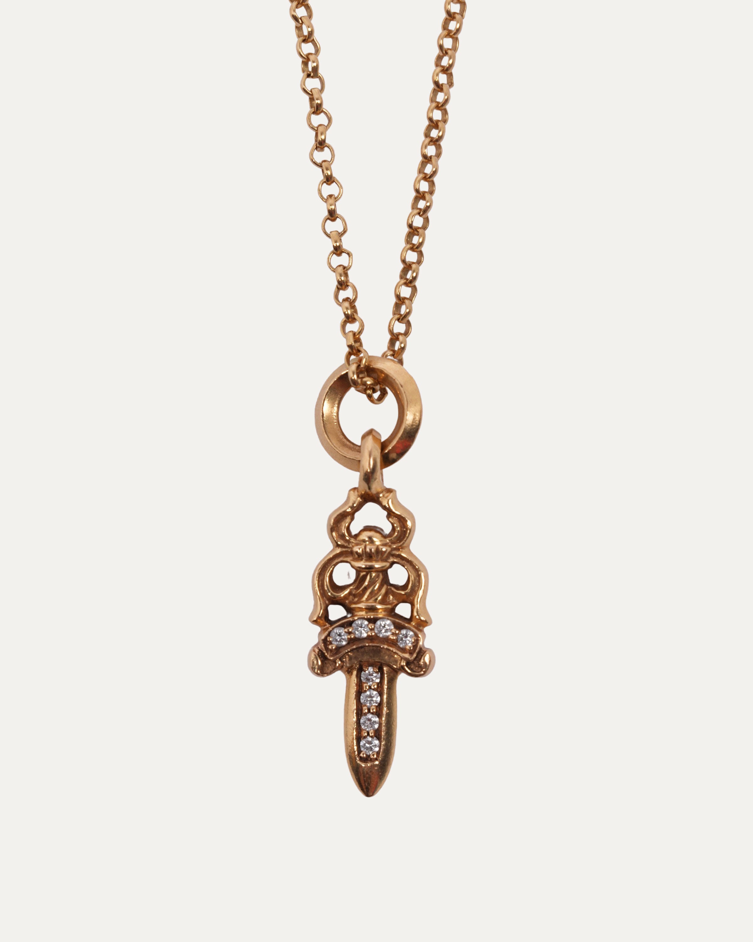 22k Gold Pave Diamond Dagger Necklace - Elegant Jewelry for Women | Perfect for Parties, Weddings & Special Occasions