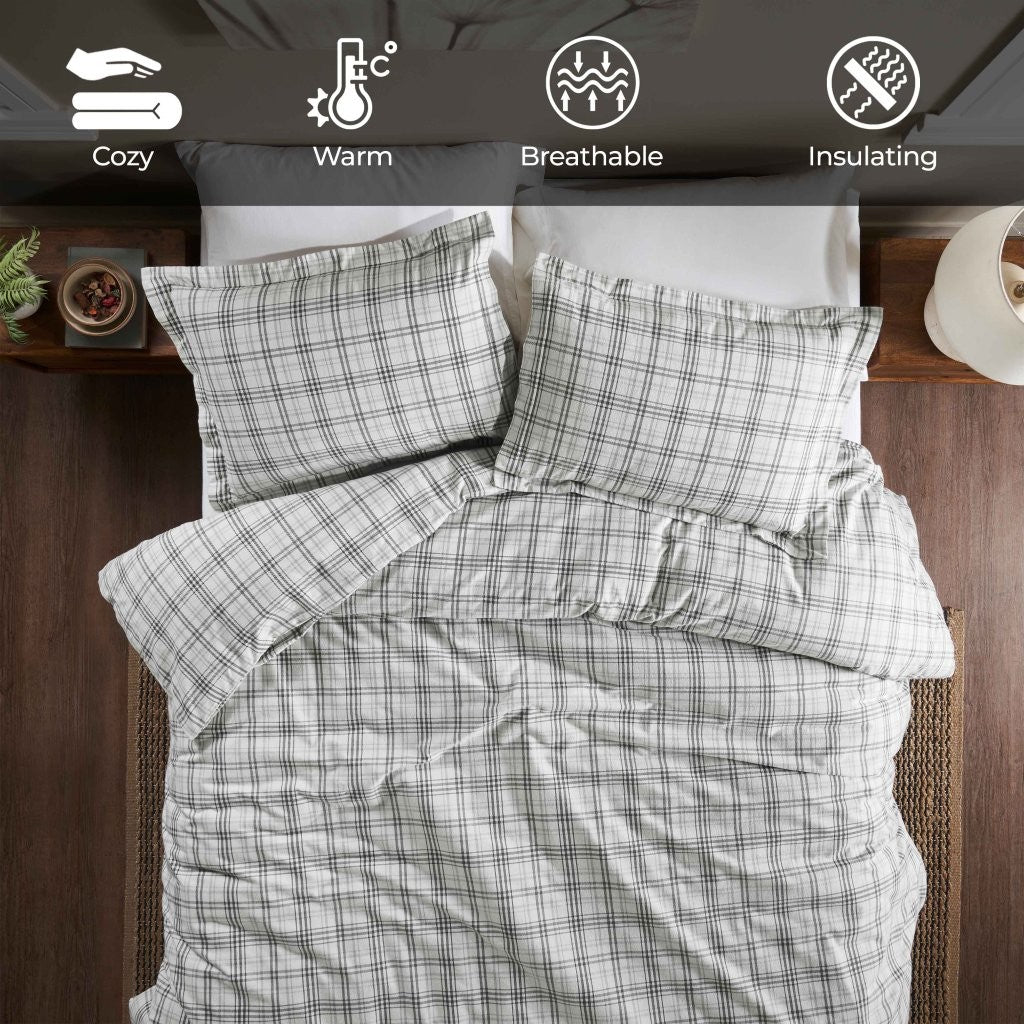 Soft Plaid Flannel Cotton Duvet Cover Set - Classic Farmhouse Style for Cozy Bedroom Decor | Perfect for Winter, Guest Rooms & Rustic Home Styling