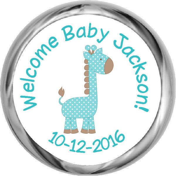 Giraffe Boy Hershey Kisses Shower Stickers - Fun Waterproof Bathroom Decals for Kids, Baby Nursery & Party Decor - Perfect for Birthday Gifts and Themed Showers