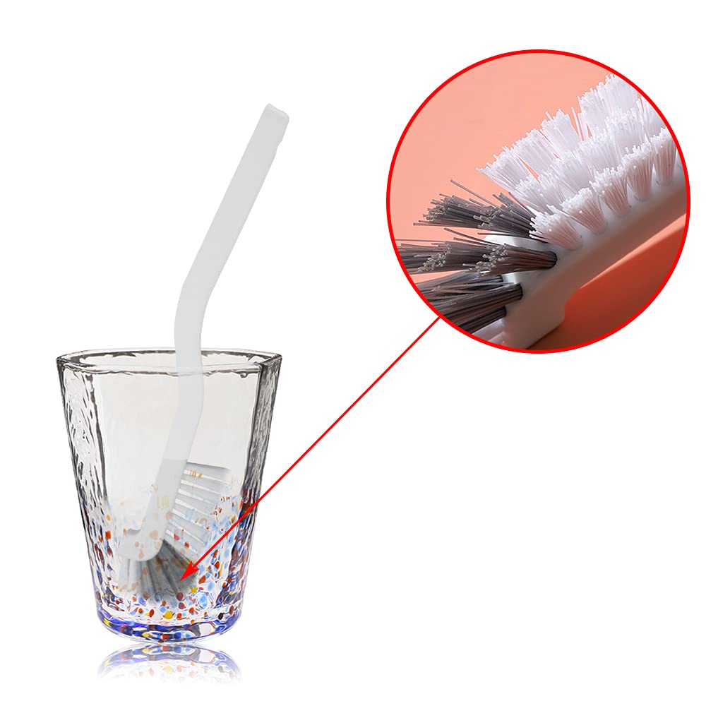 Oruuum 6-Piece Cup Cleaning Brush Set - Heavy Duty Right Angle Scrub Brushes for Kitchen, Bottles, Sinks & Tile Lines - Stiff Bristle Dish Brush for Pots, Pans & Juicer Cleaning - Perfect for Household, Bathroom & Hard-to-Reach Corners