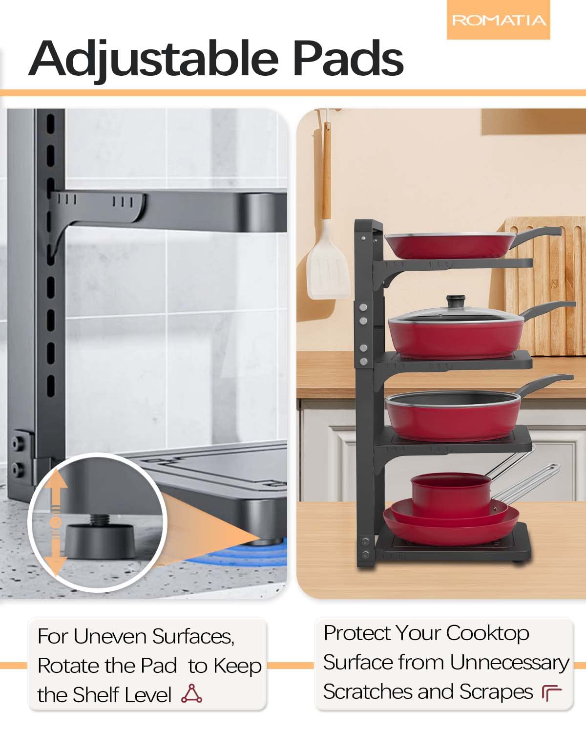 Heavy Duty Under Cabinet Pot and Pan Organizer Rack - 4 Adjustable Shelves Kitchen Storage for Pots, Pans & Lids - Space Saving Sink Organizer for Small Kitchens & Apartment Cooking