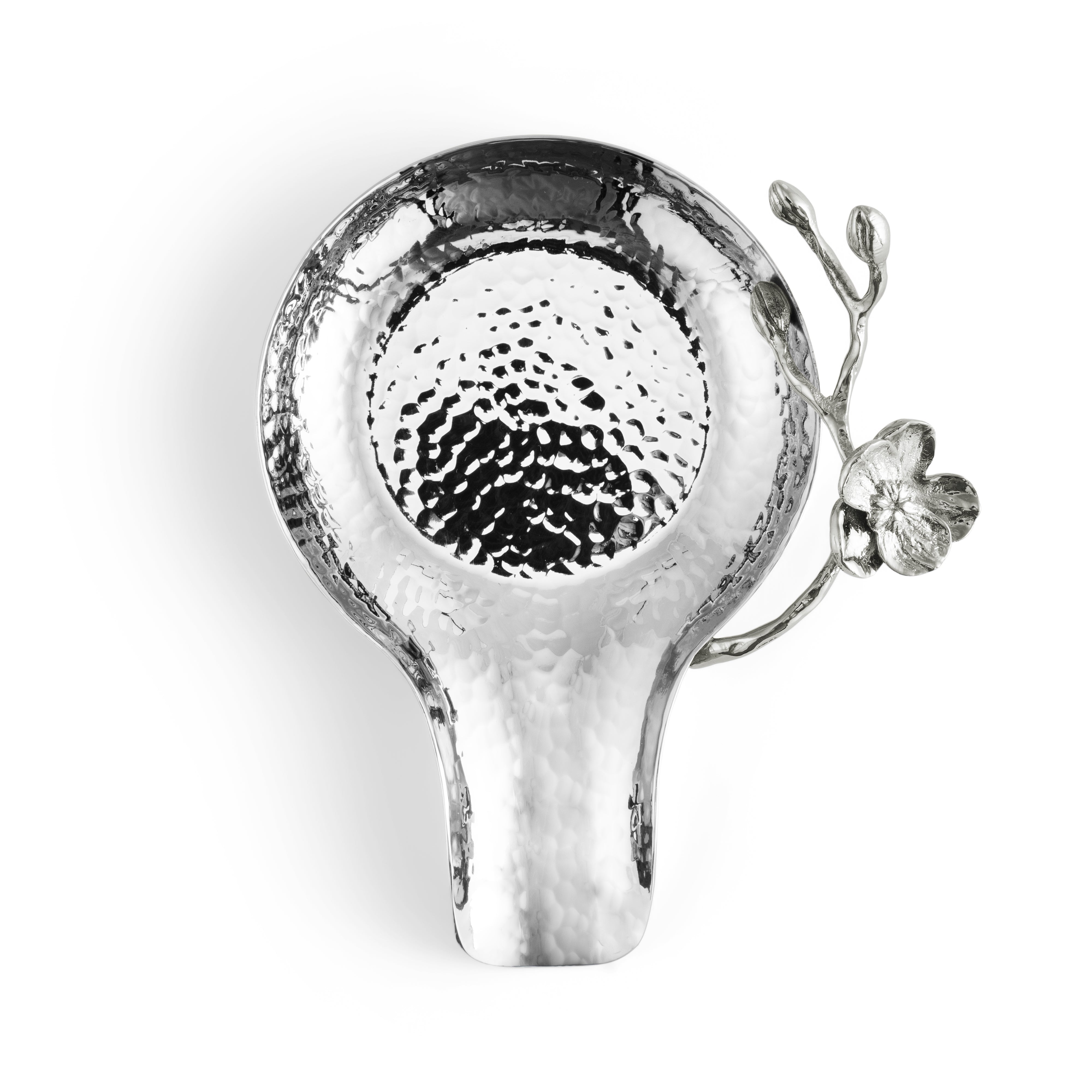 White Orchid Ceramic Spoon Rest - Elegant Kitchen Utensil Holder for Cooking & Serving - Perfect for Stovetop, Countertop & Dining Table Use