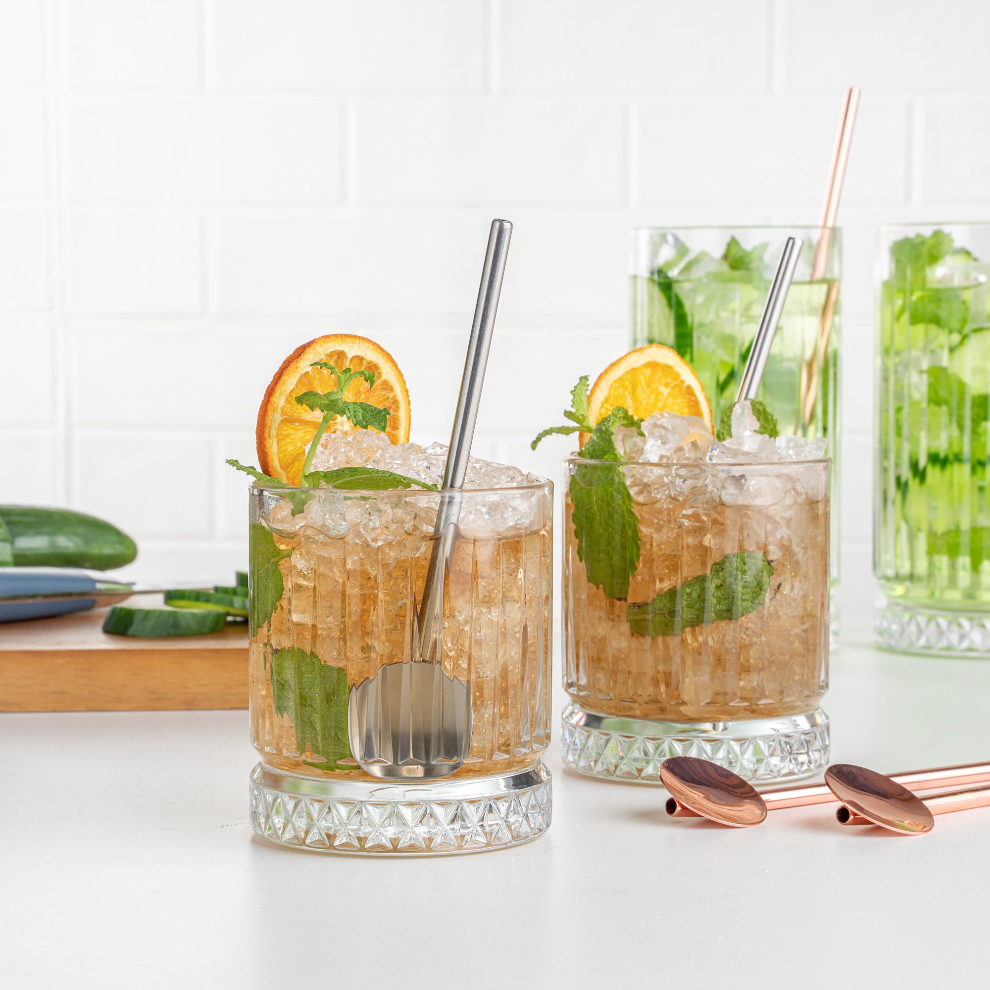 Premium Stainless Steel Julep Spoon Straws - Set of 2 - Elegant Bar Accessories for Mint Juleps, Cocktails & Iced Drinks - Perfect for Home Bars, Parties & Southern Entertaining