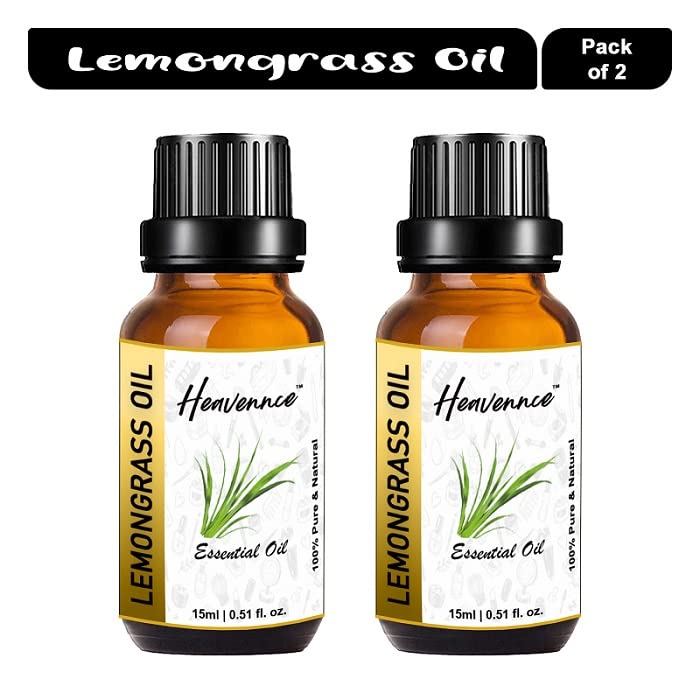 Heavennce Lemongrass Essential Oil for Healthy Hair & Skin - 100% Pure Aromatherapy Oil for Diffusers, Massage & Steam Therapy - 2 Pack (30ml Each) - Perfect for Relaxation, Stress Relief & Home Spa
