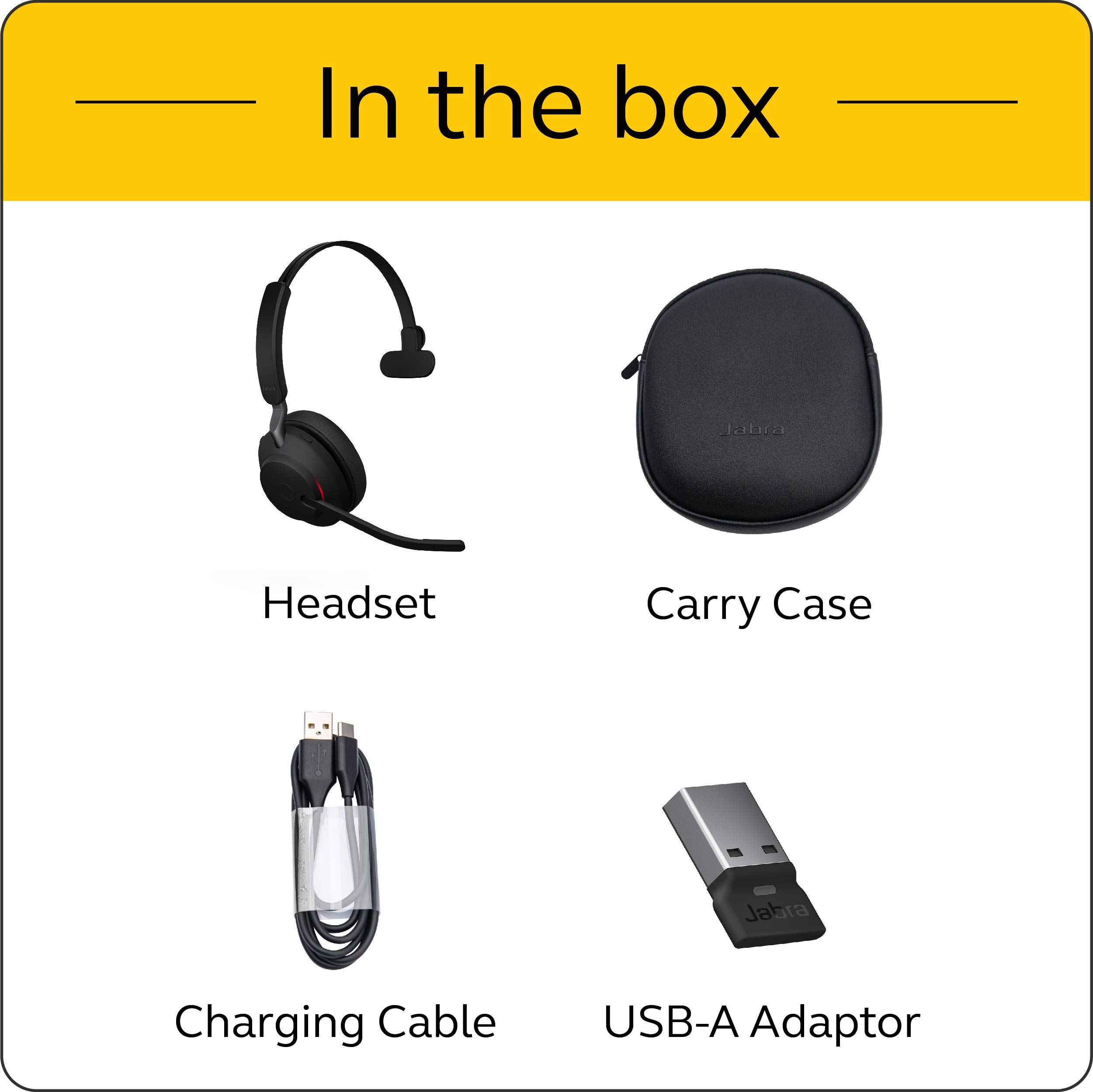 Jabra Evolve2 65 UC Wireless Mono Headset with Link380a (Black) - Bluetooth Headphones for Calls & Music, 37H Battery Life, Passive Noise Cancelling - Perfect for Office, Remote Work & Conference Calls